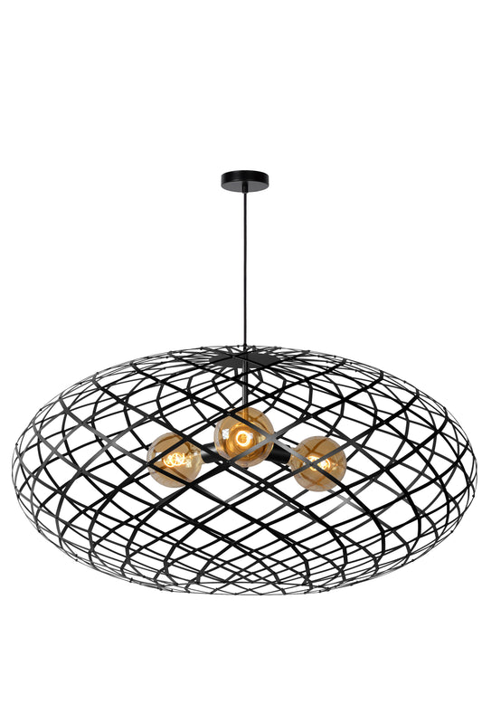 Lucide WOLFRAM - Pendant light - Ø 100 cm - 3xE27 - Black