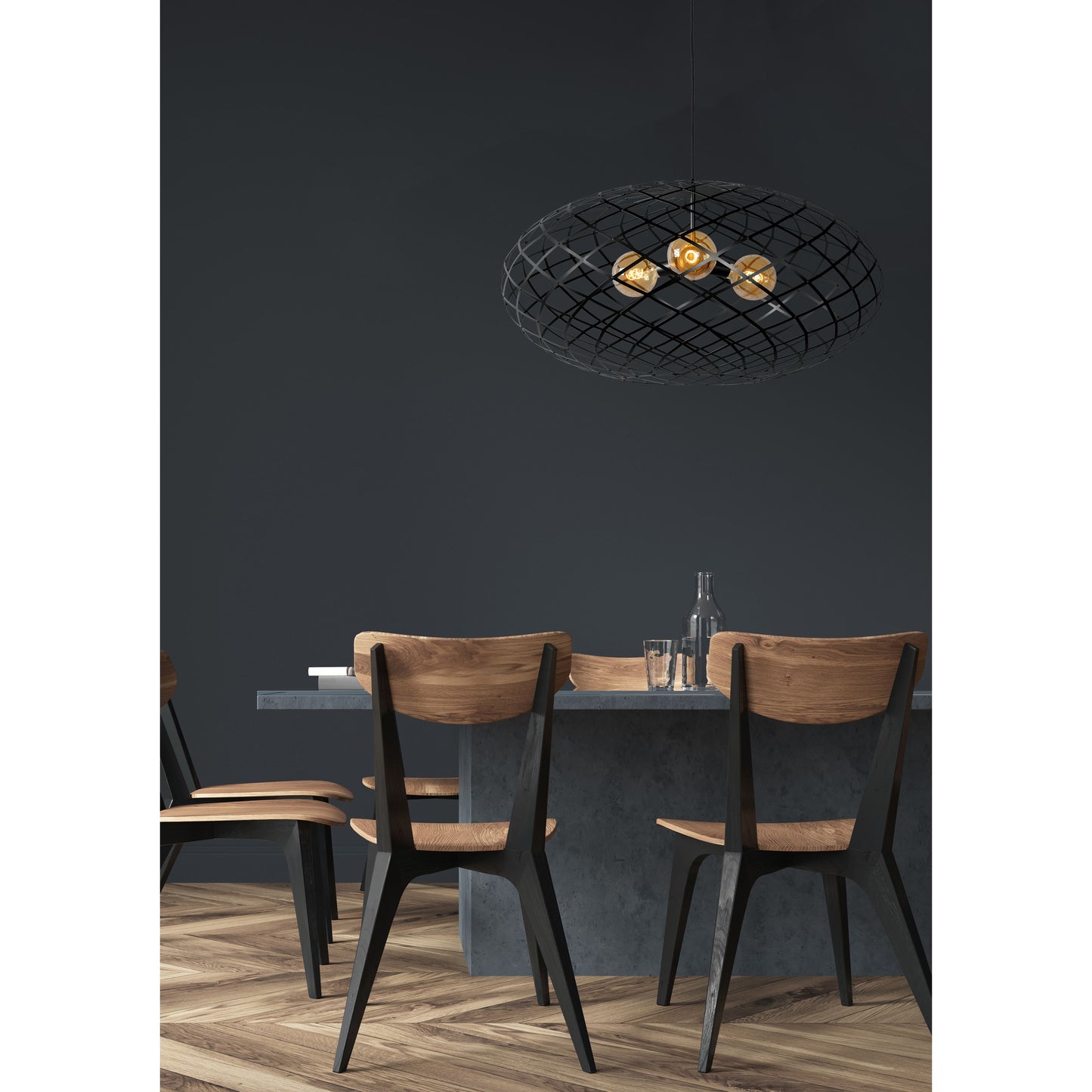 Lucide WOLFRAM - Pendant light - Ø 100 cm - 3xE27 - Black