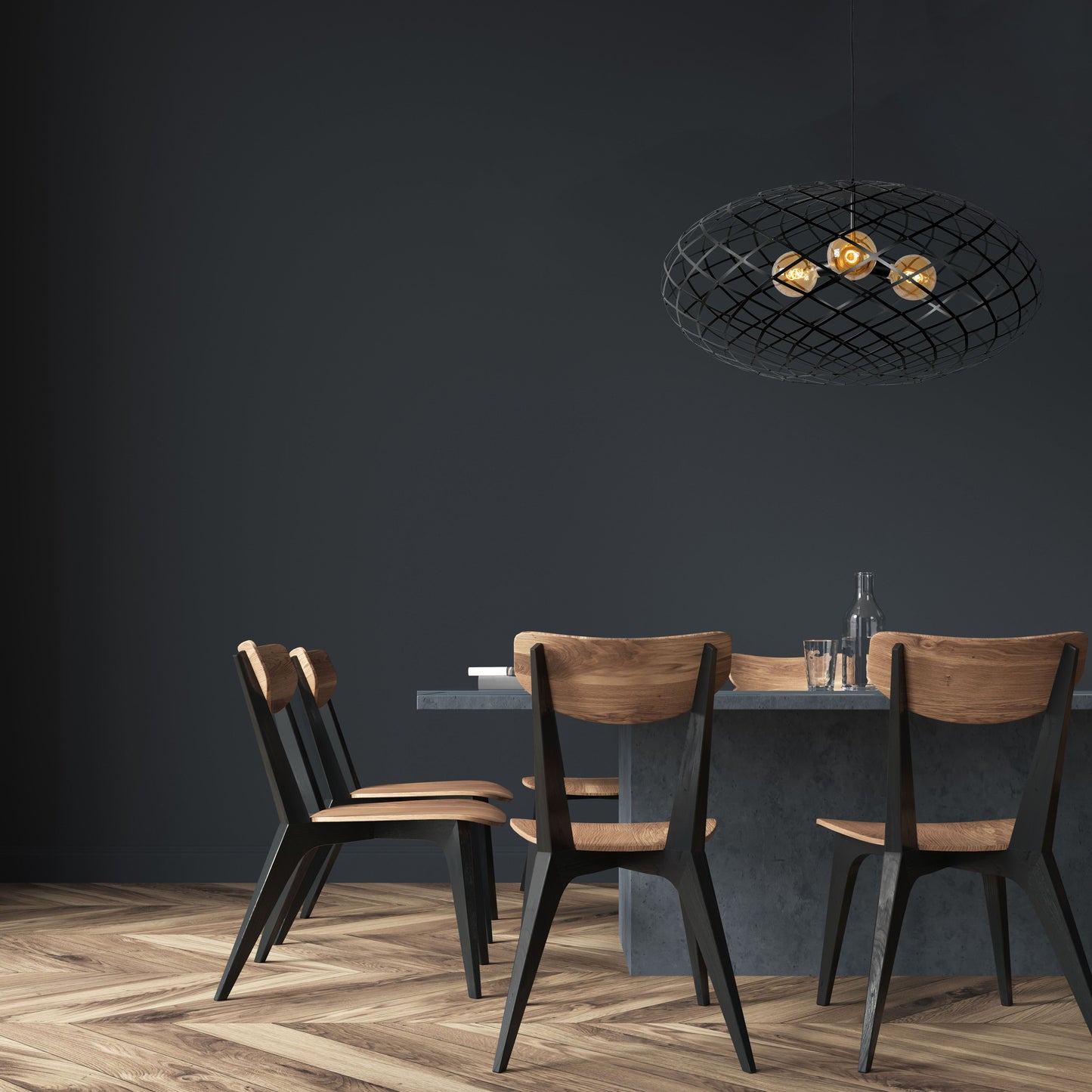 Lucide WOLFRAM - Pendant light - Ø 100 cm - 3xE27 - Black