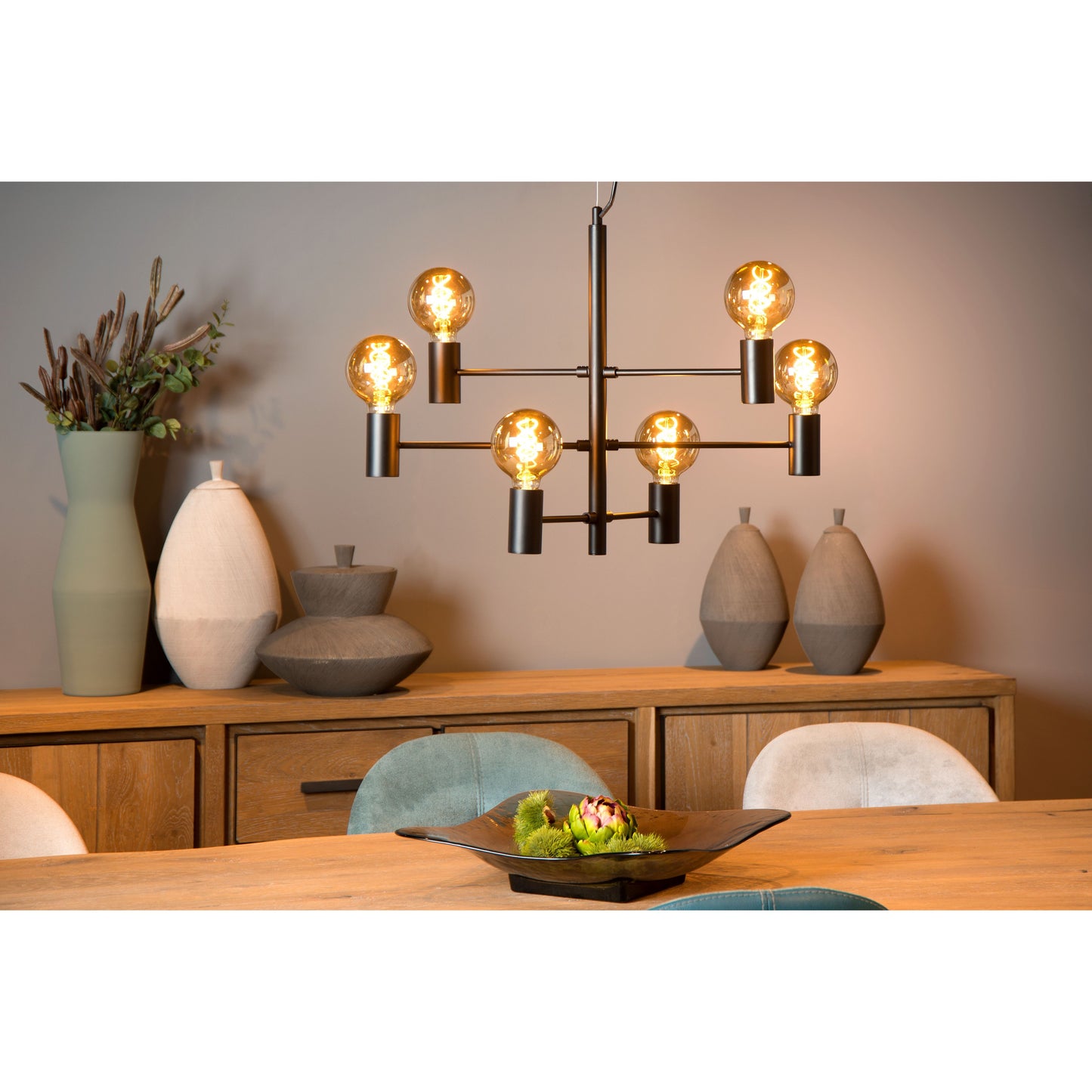 Lucide LEANNE - Pendant light - 6xE27 - Black