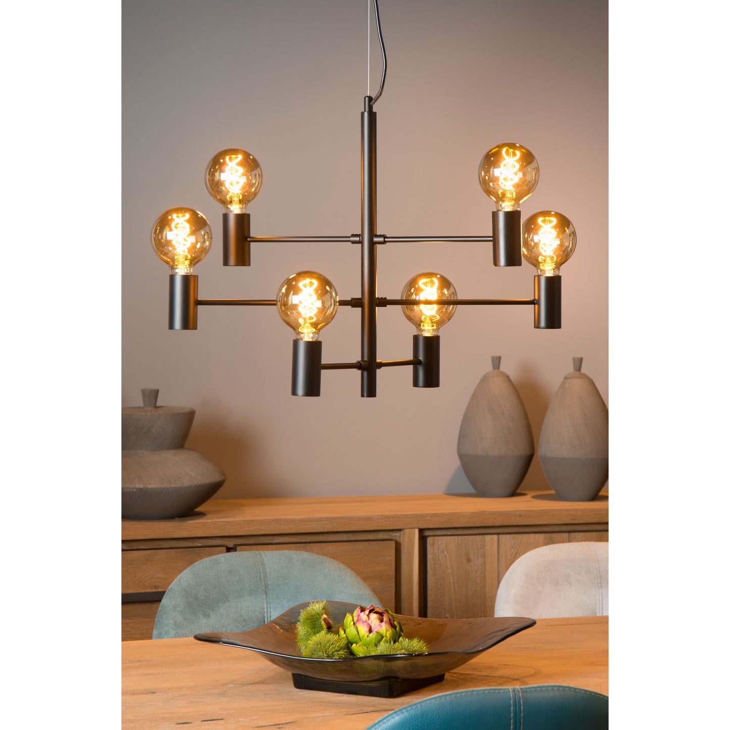 Lucide LEANNE - Pendant light - 6xE27 - Black