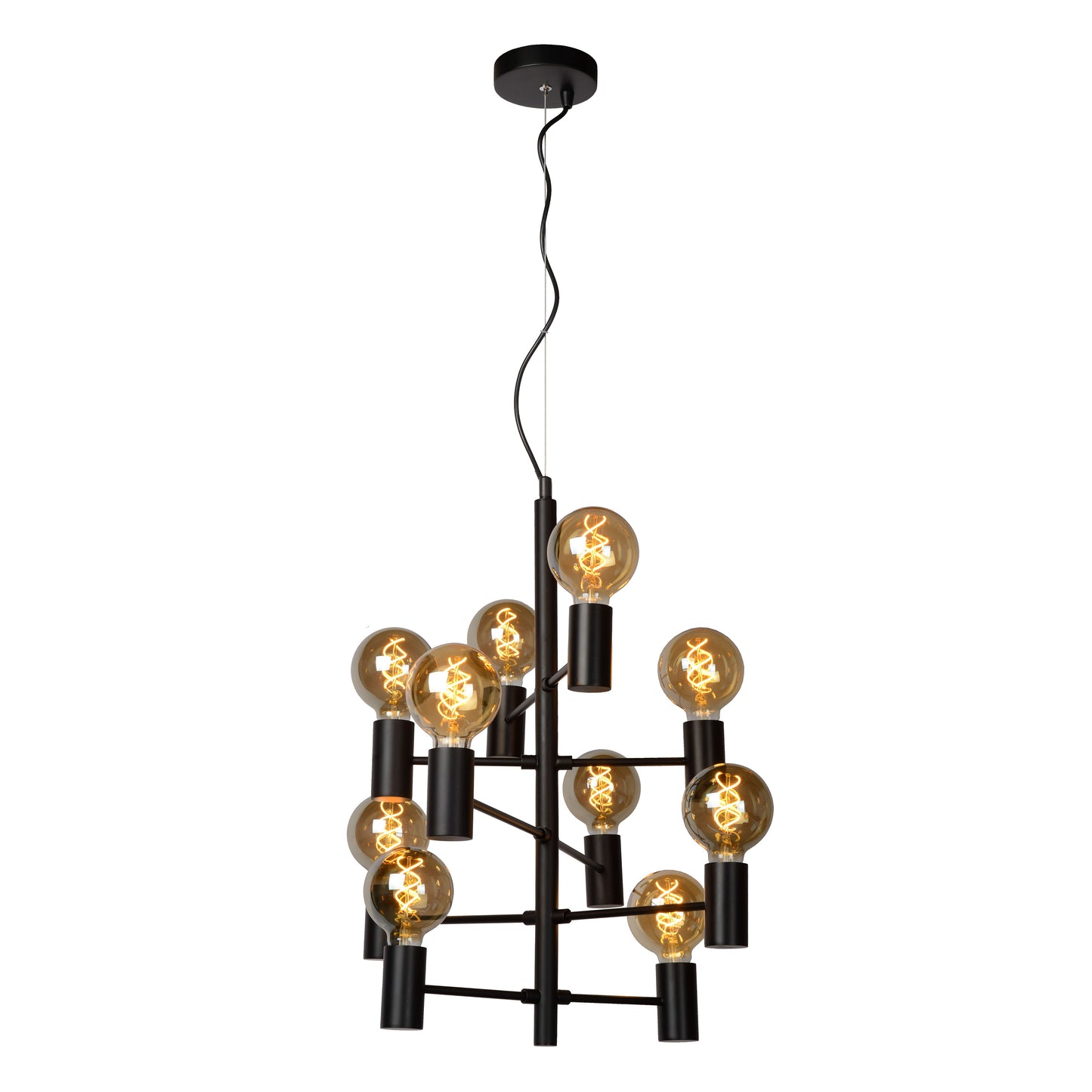 Lucide LEANNE - Pendant light - Ø 65 cm - 10xE27 - Black