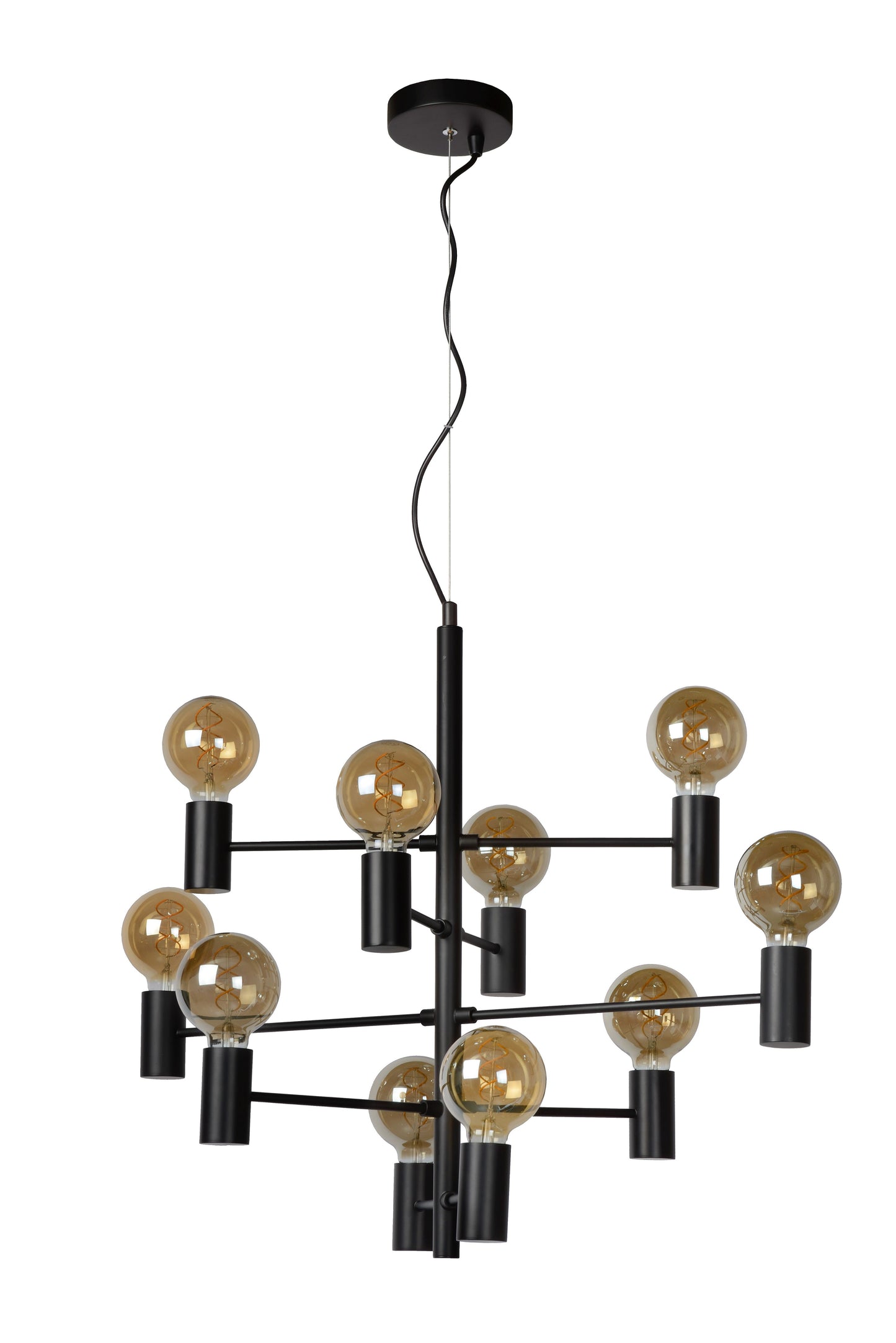 Lucide LEANNE - Pendant light - Ø 65 cm - 10xE27 - Black