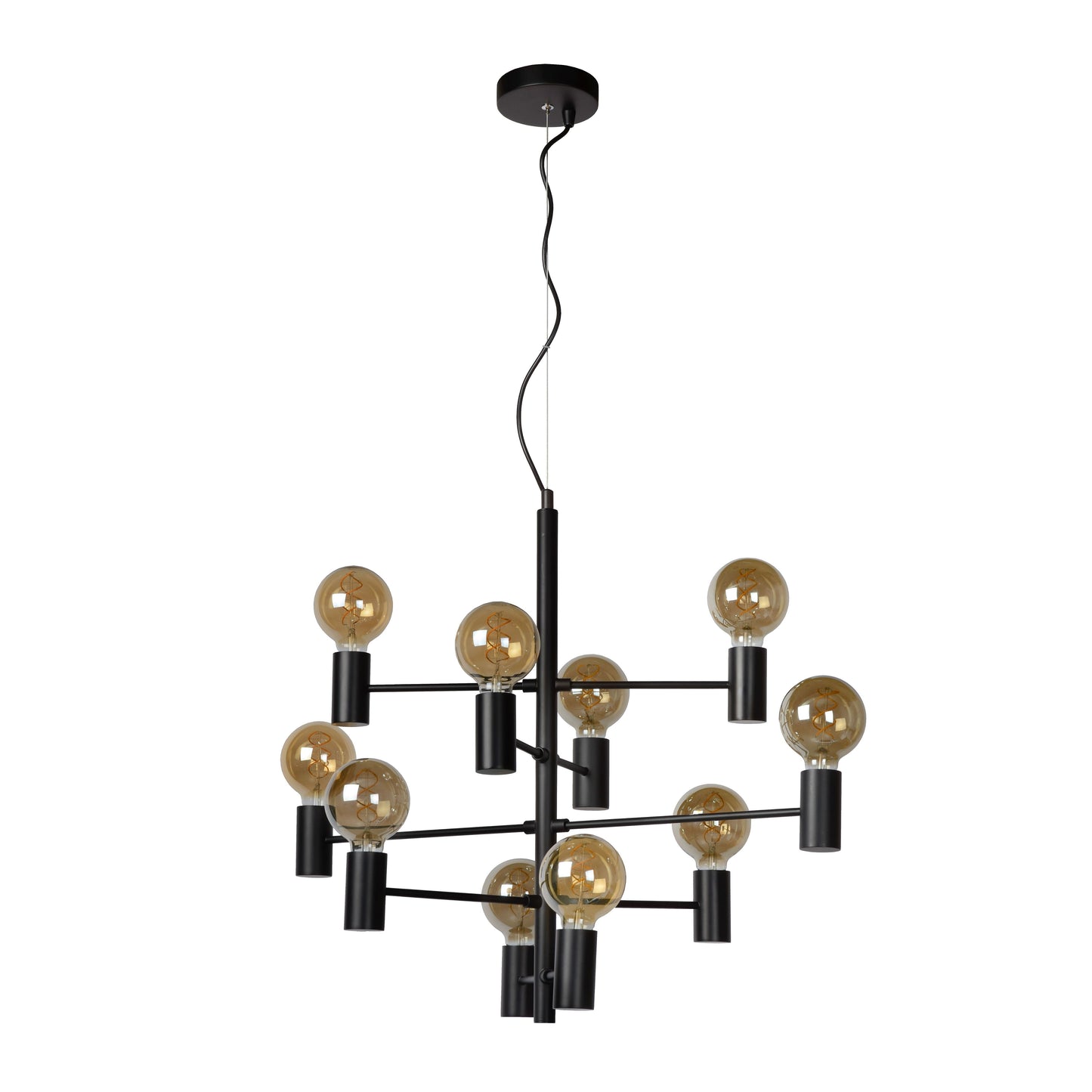 Lucide LEANNE - Pendant light - Ø 65 cm - 10xE27 - Black