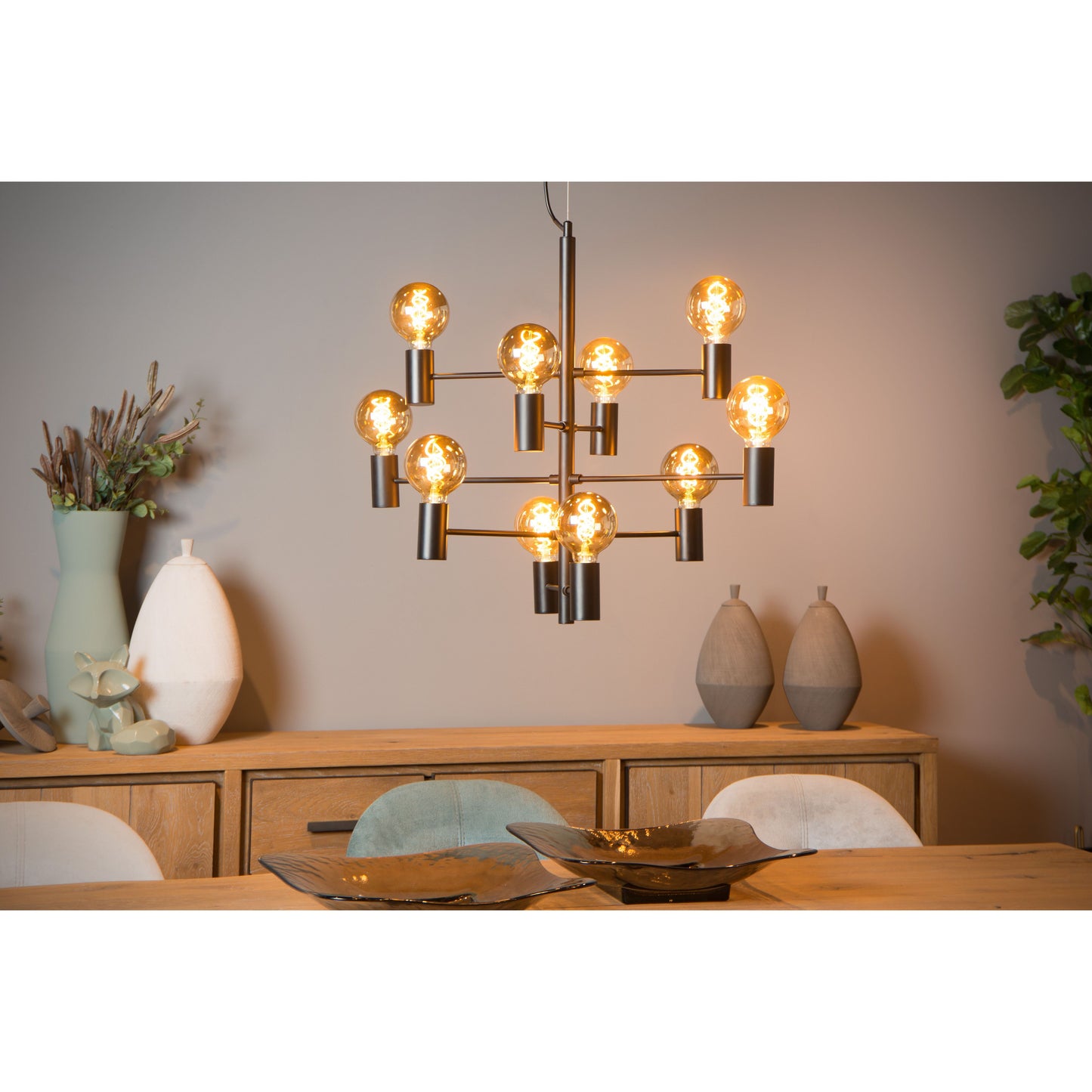 Lucide LEANNE - Pendant light - Ø 65 cm - 10xE27 - Black