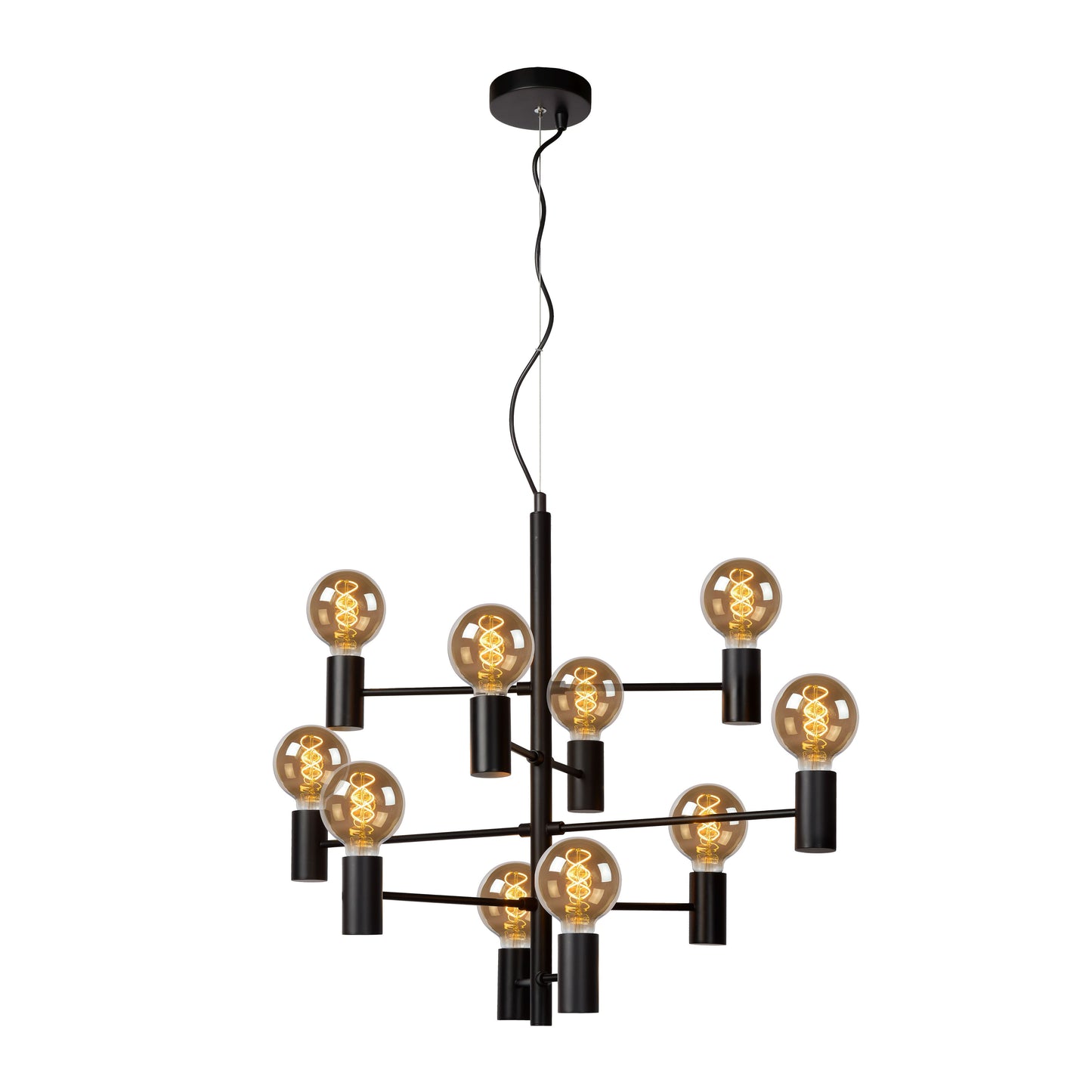 Lucide LEANNE - Pendant light - Ø 65 cm - 10xE27 - Black