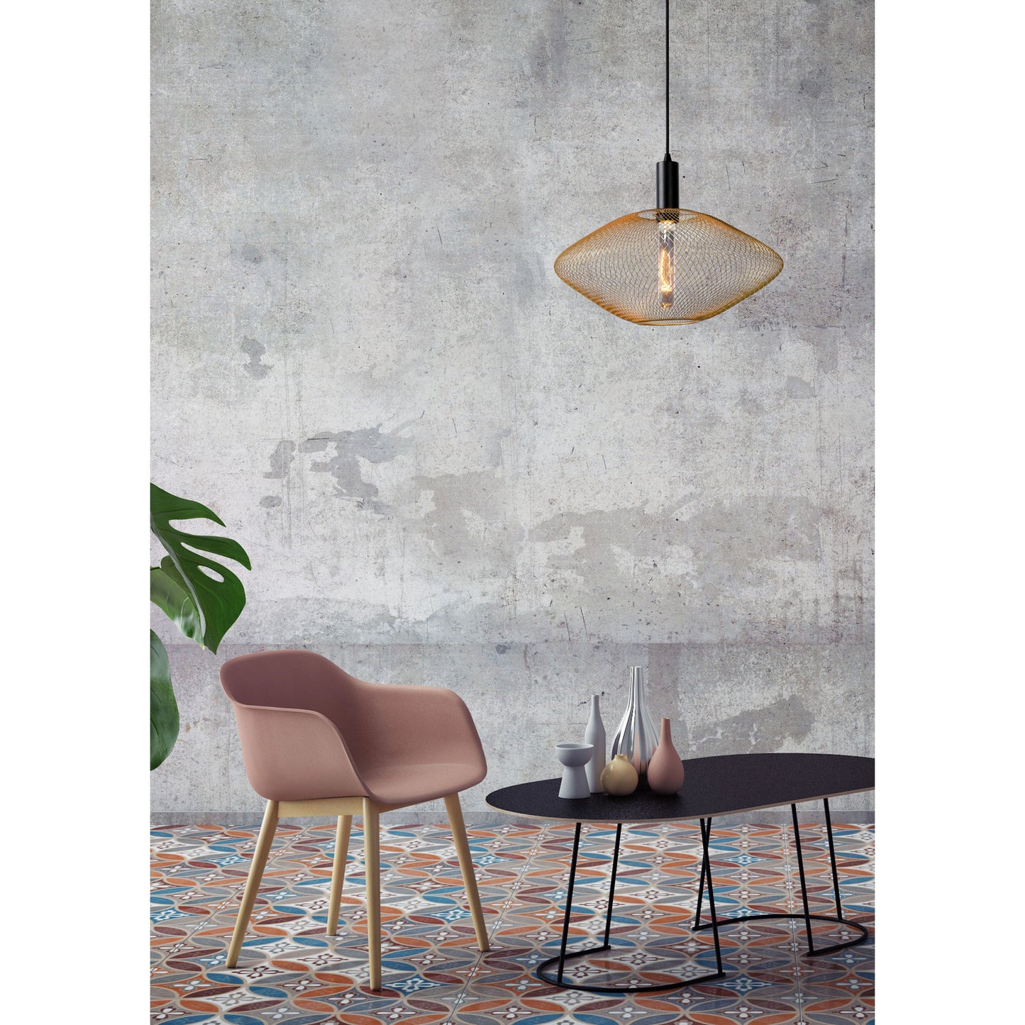 Lucide MESH - Pendant light - Ø 45 cm - 1xE27 - Matt Gold / Brass