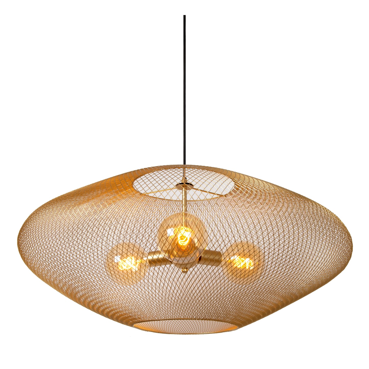 Lucide MESH - Pendant light - Ø 85 cm - 3xE27 - Matt Gold / Brass