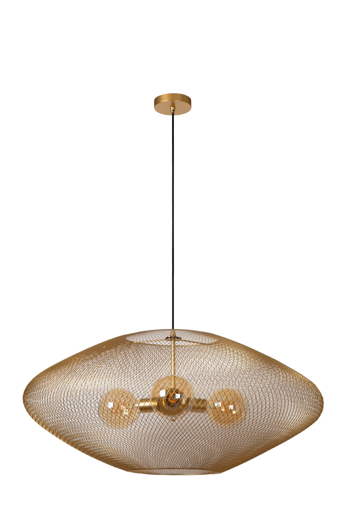 Lucide MESH - Pendant light - Ø 85 cm - 3xE27 - Matt Gold / Brass