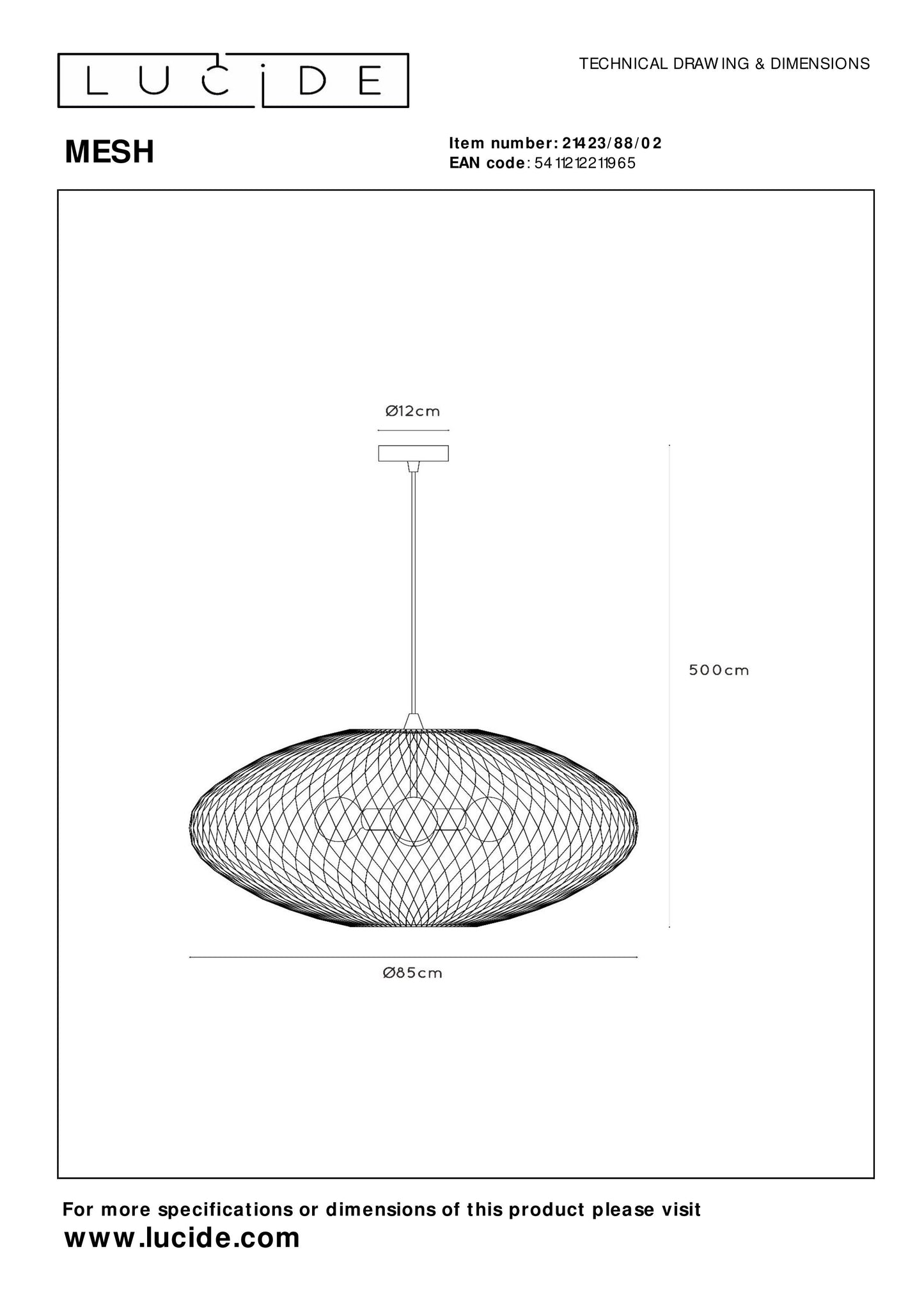 Lucide MESH - Pendant light - Ø 85 cm - 3xE27 - Matt Gold / Brass