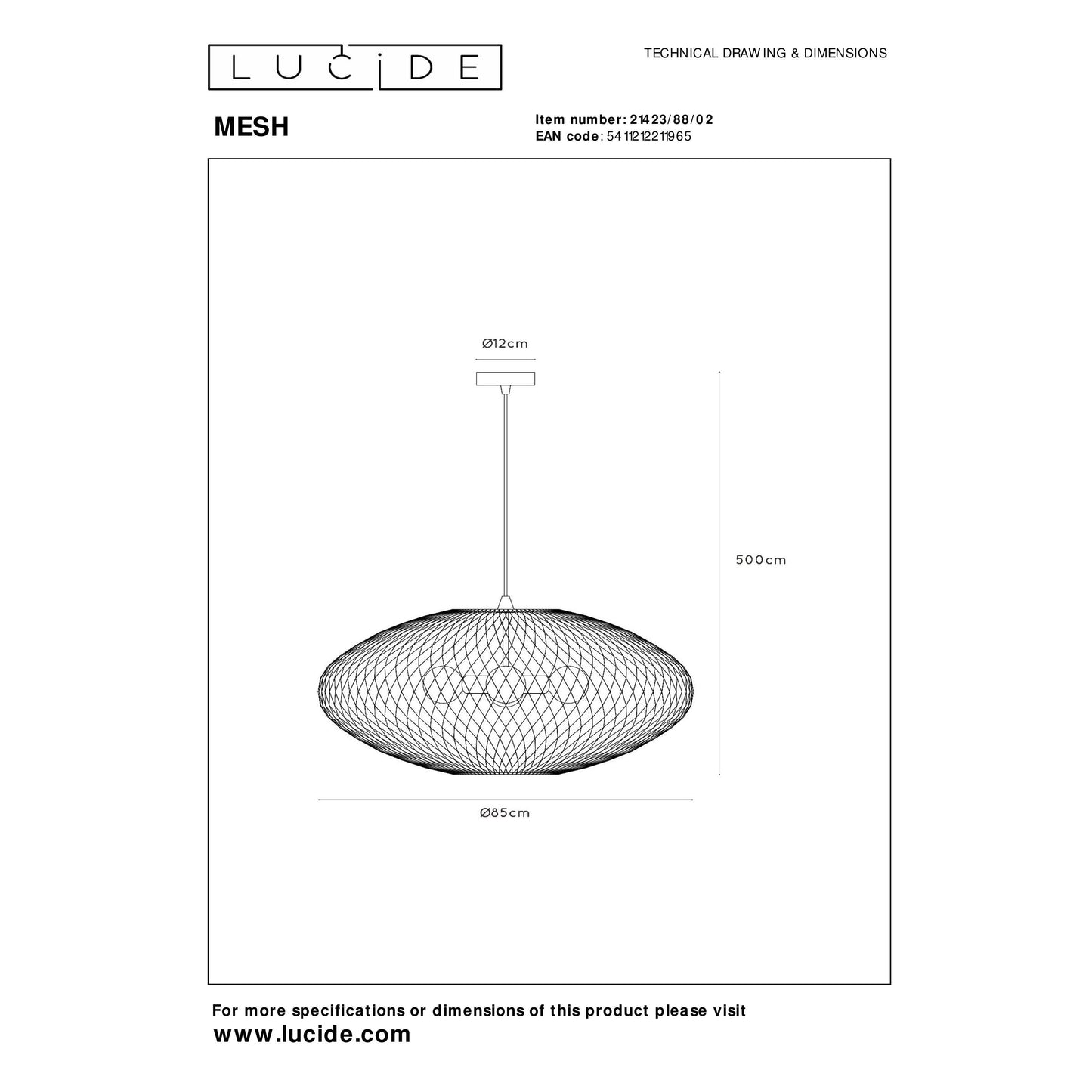 Lucide MESH - Pendant light - Ø 85 cm - 3xE27 - Matt Gold / Brass