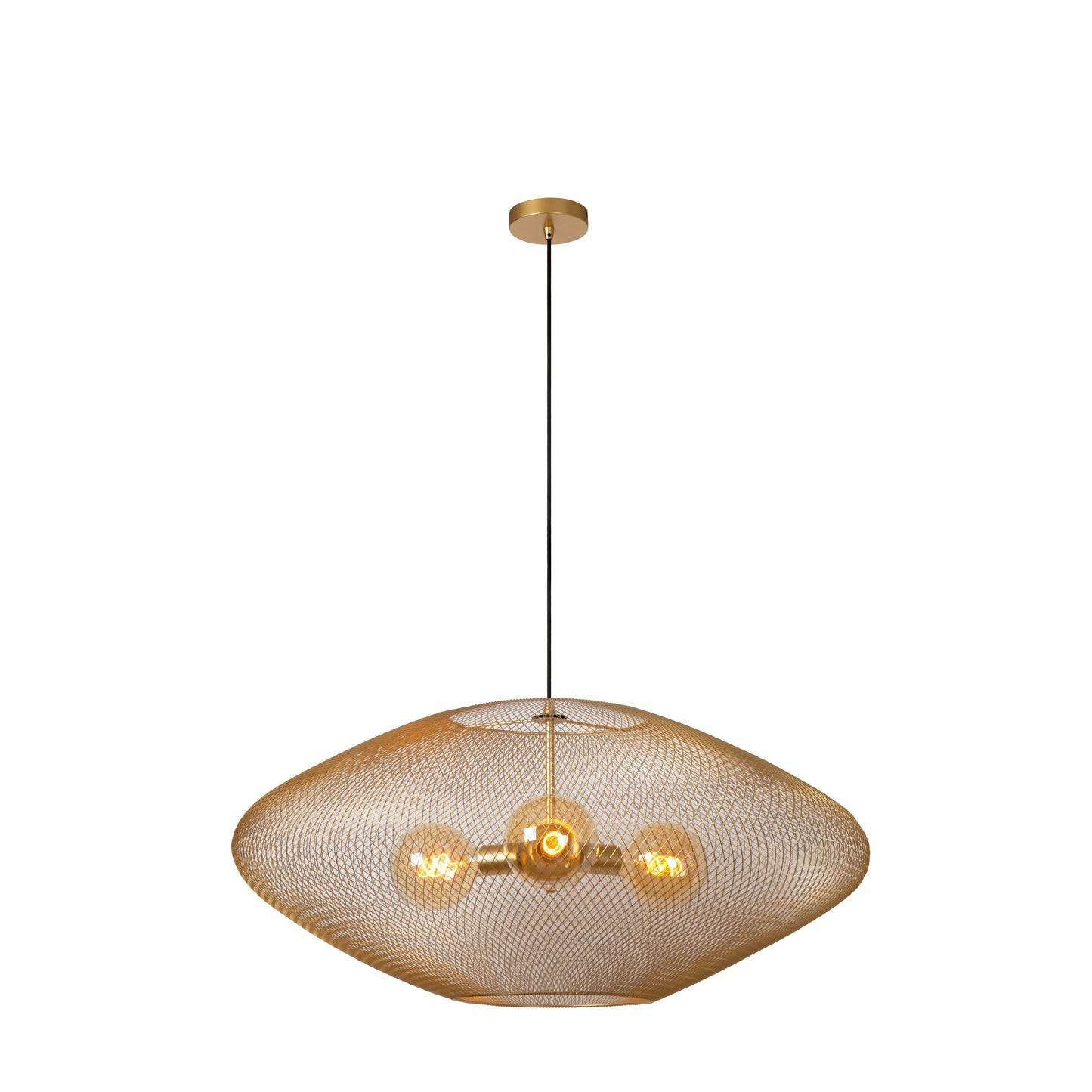 Lucide MESH - Pendant light - Ø 85 cm - 3xE27 - Matt Gold / Brass