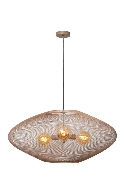 Lucide MESH - Pendant light - Ø 88 cm - 3xE27 - Taupe