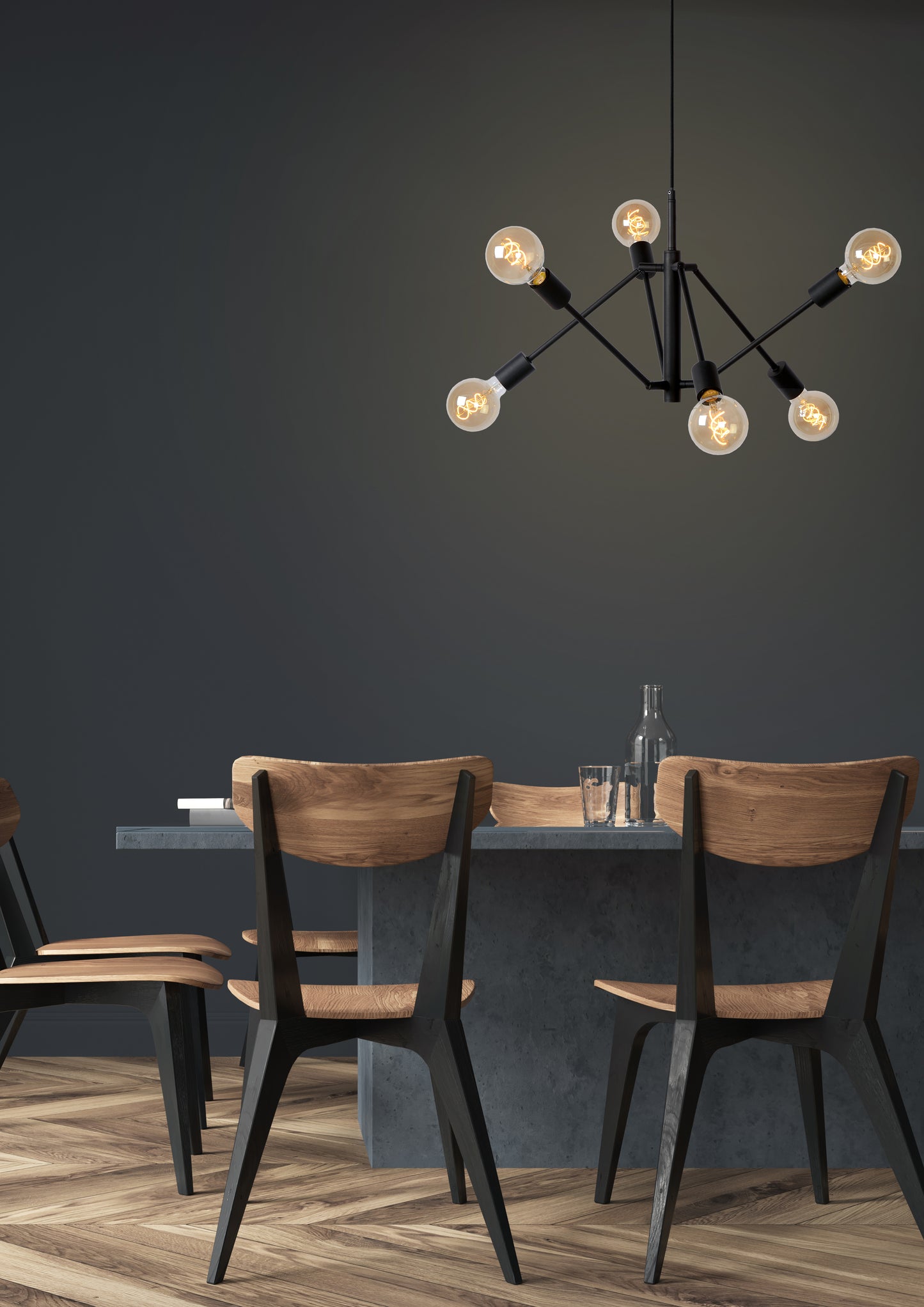 Lucide LESTER - Pendant light - 6xE27 - Black