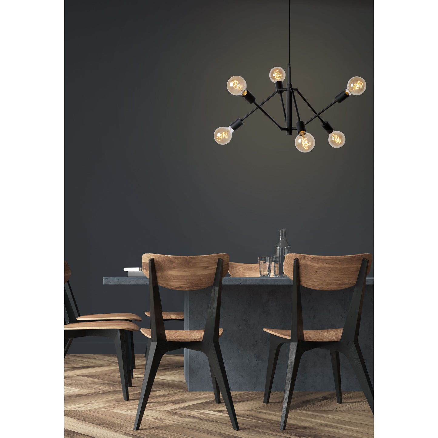 Lucide LESTER - Pendant light - 6xE27 - Black