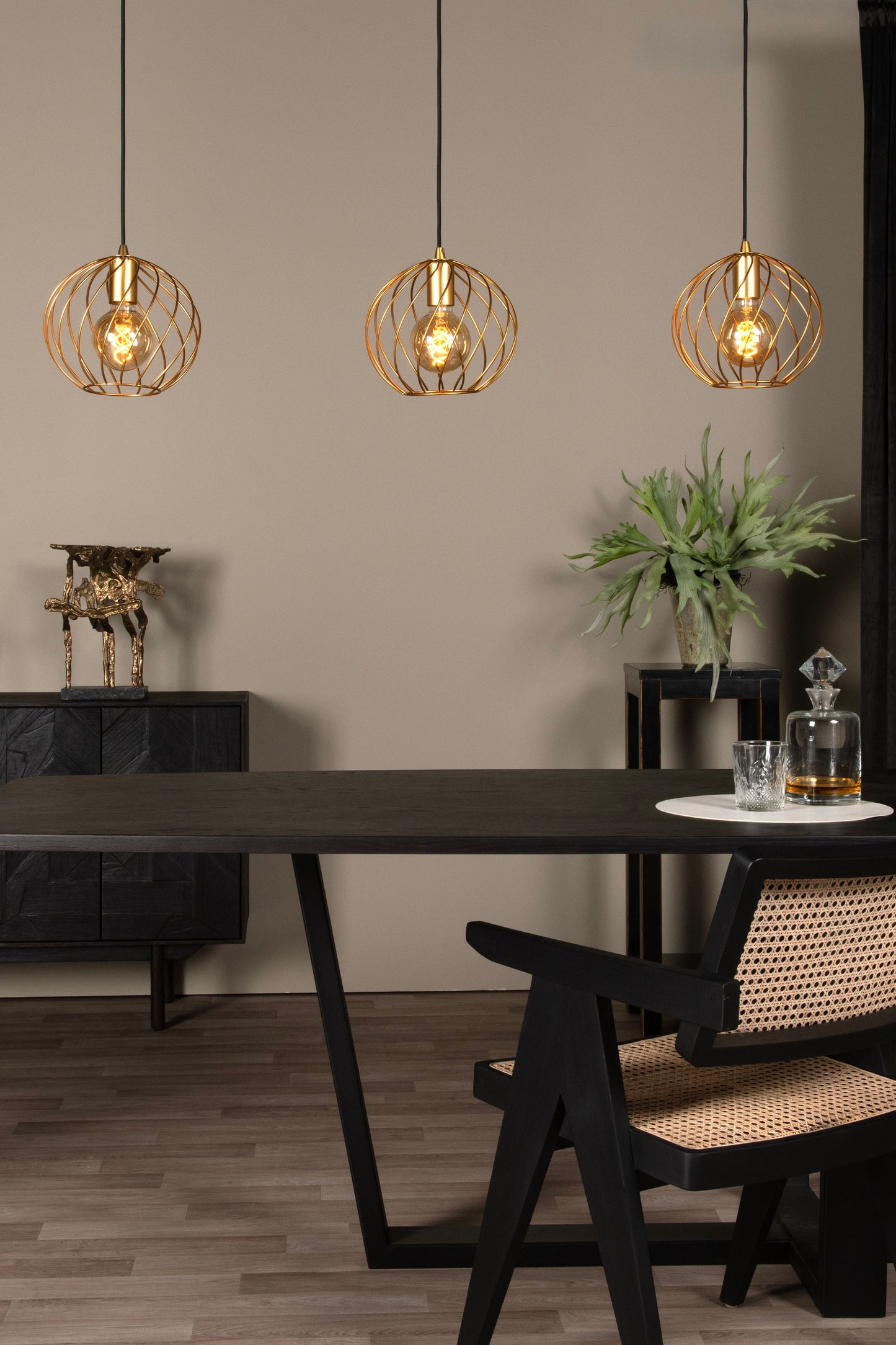 Lucide DANZA - Pendant light - 3xE27 - Matt Gold / Brass