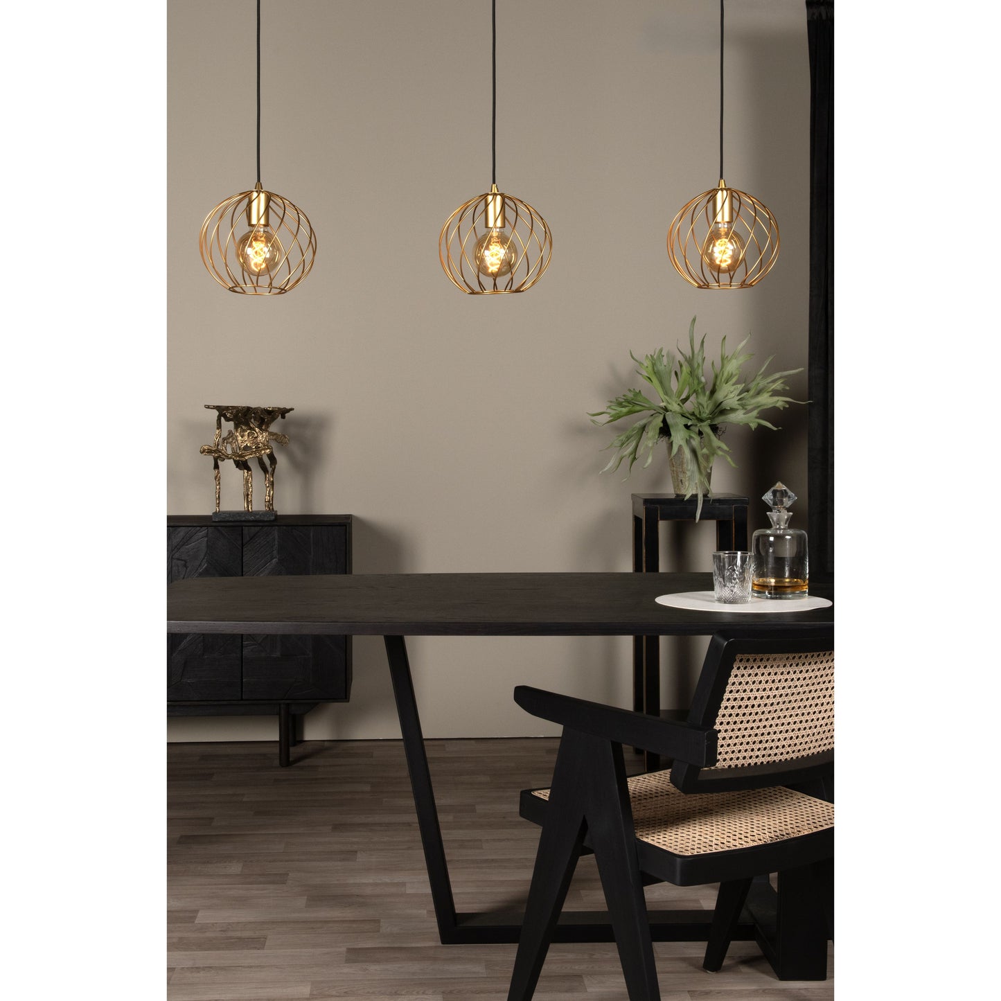 Lucide DANZA - Pendant light - 3xE27 - Matt Gold / Brass