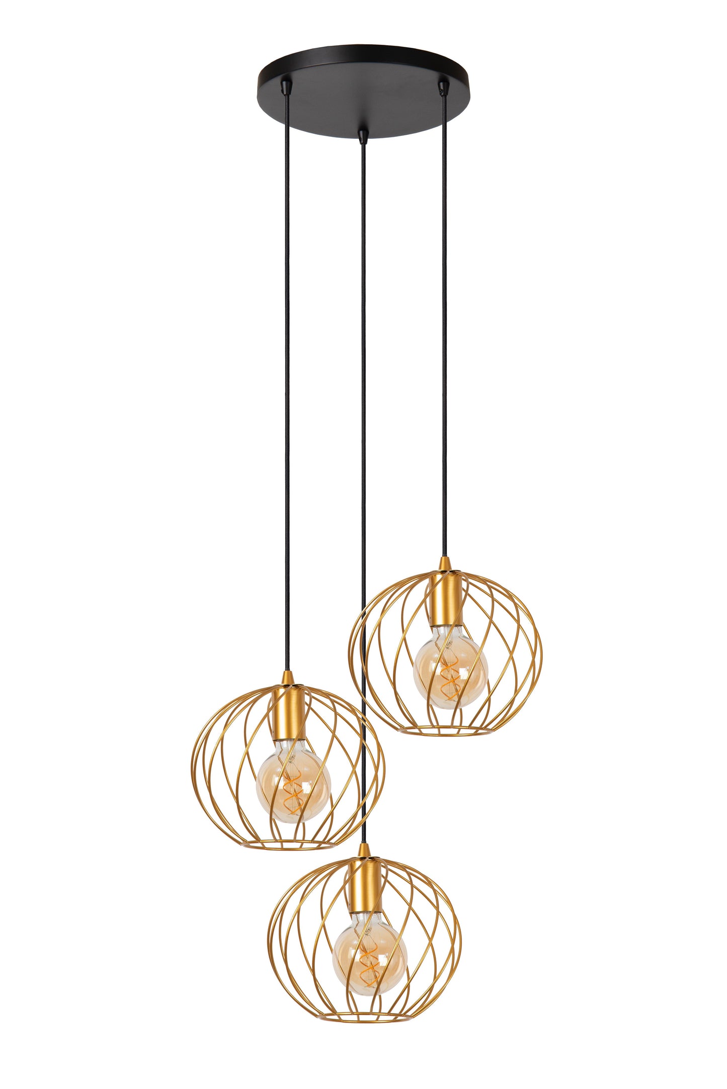 Lucide DANZA - Pendant light - Ø 50 cm - 3xE27 - Matt Gold / Brass