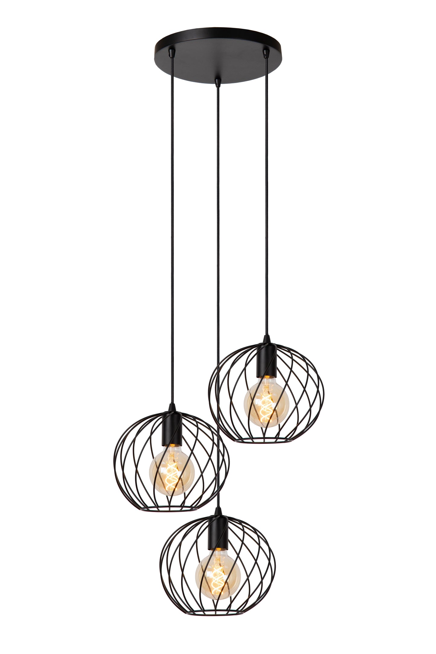 Lucide DANZA - Pendant light - Ø 50 cm - 3xE27 - Black