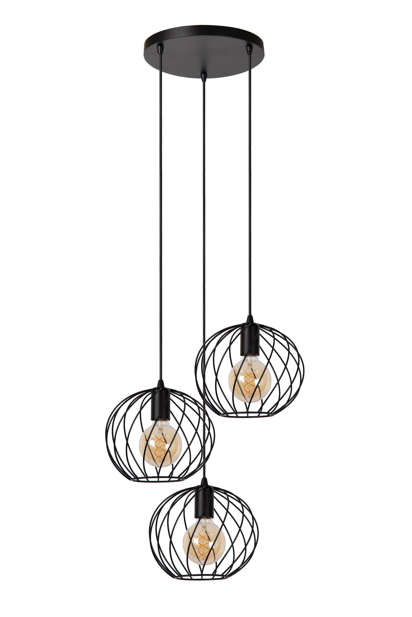 Lucide DANZA - Pendant light - Ø 50 cm - 3xE27 - Black