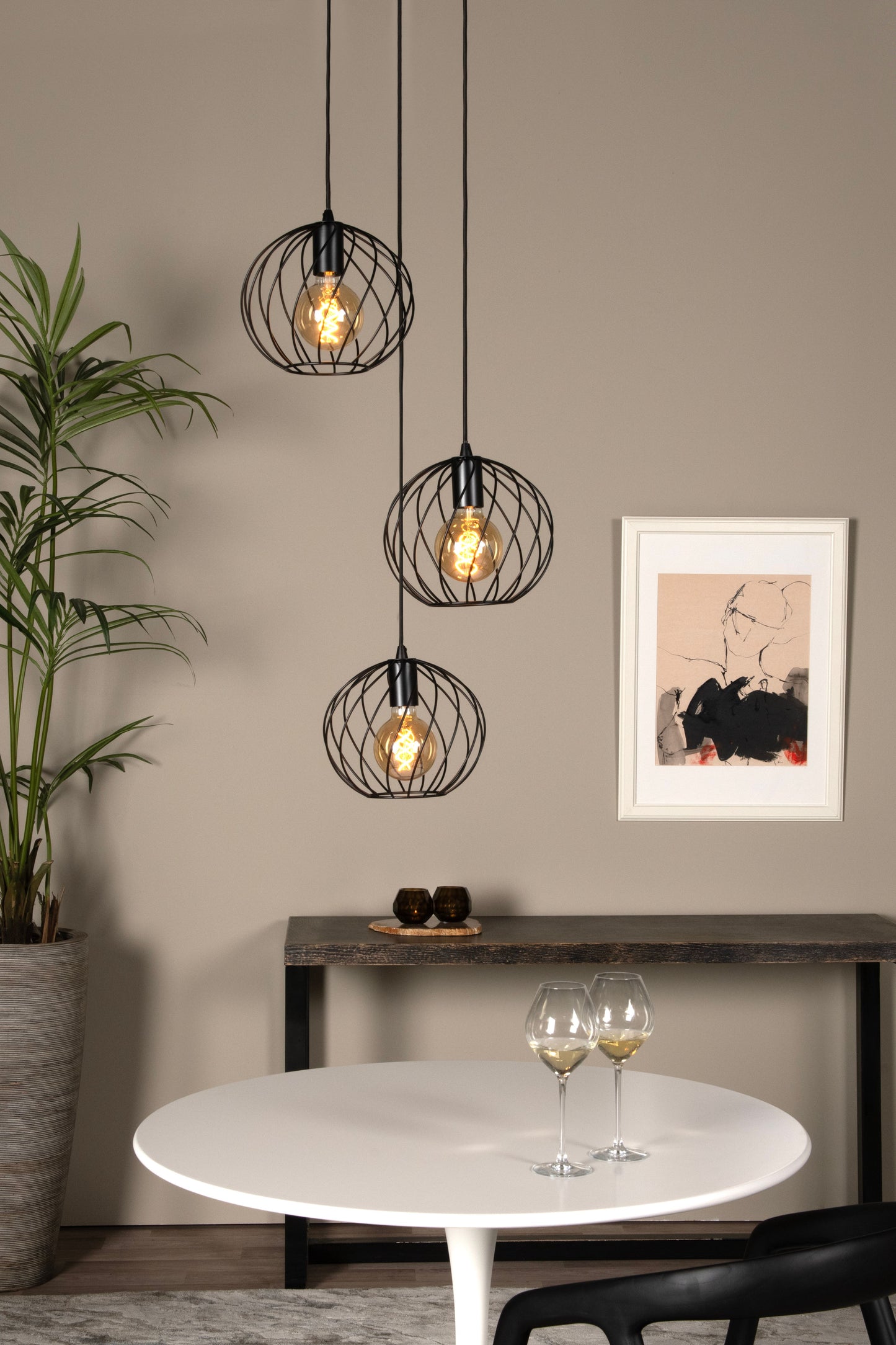 Lucide DANZA - Pendant light - Ø 50 cm - 3xE27 - Black