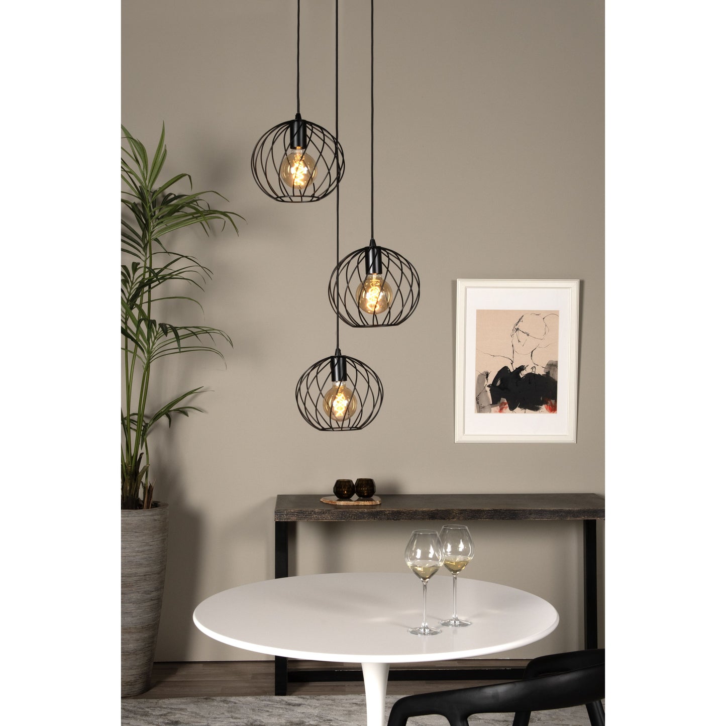 Lucide DANZA - Pendant light - Ø 50 cm - 3xE27 - Black