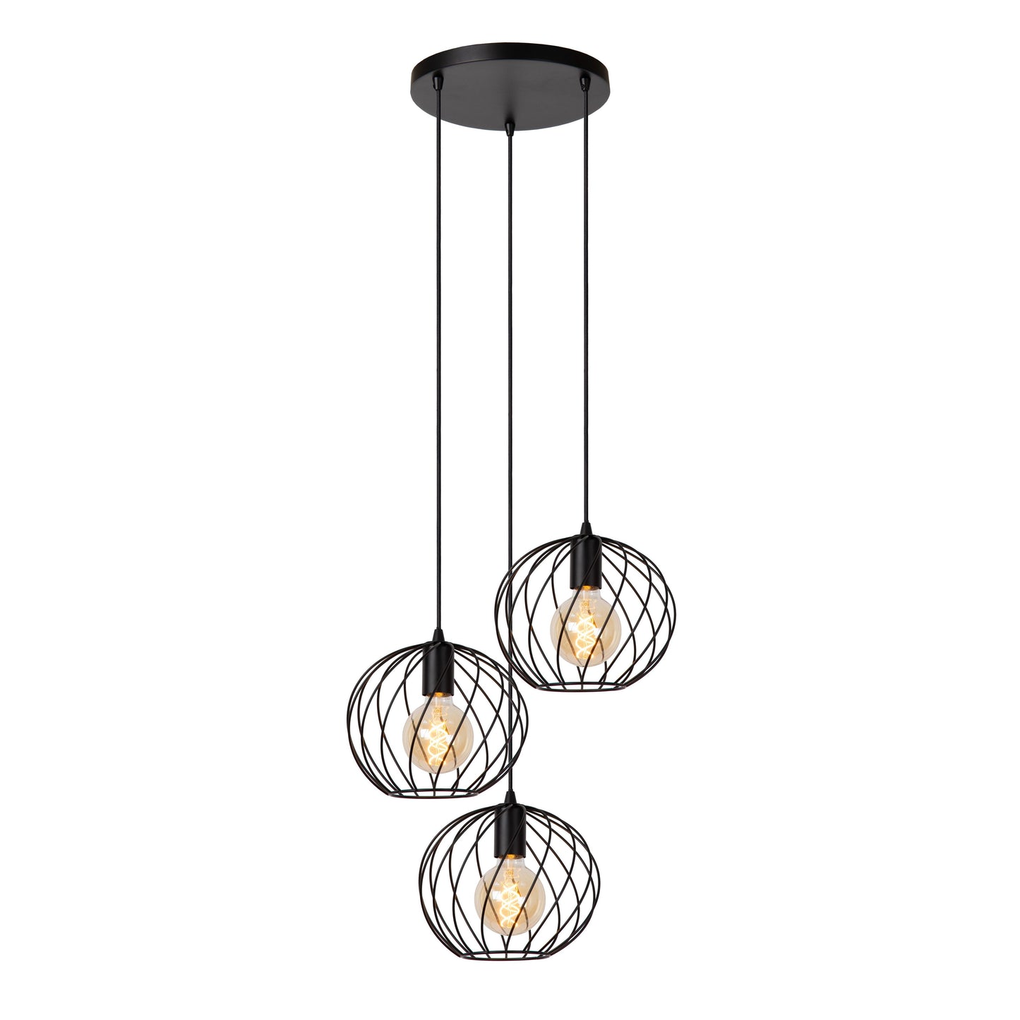 Lucide DANZA - Pendant light - Ø 50 cm - 3xE27 - Black