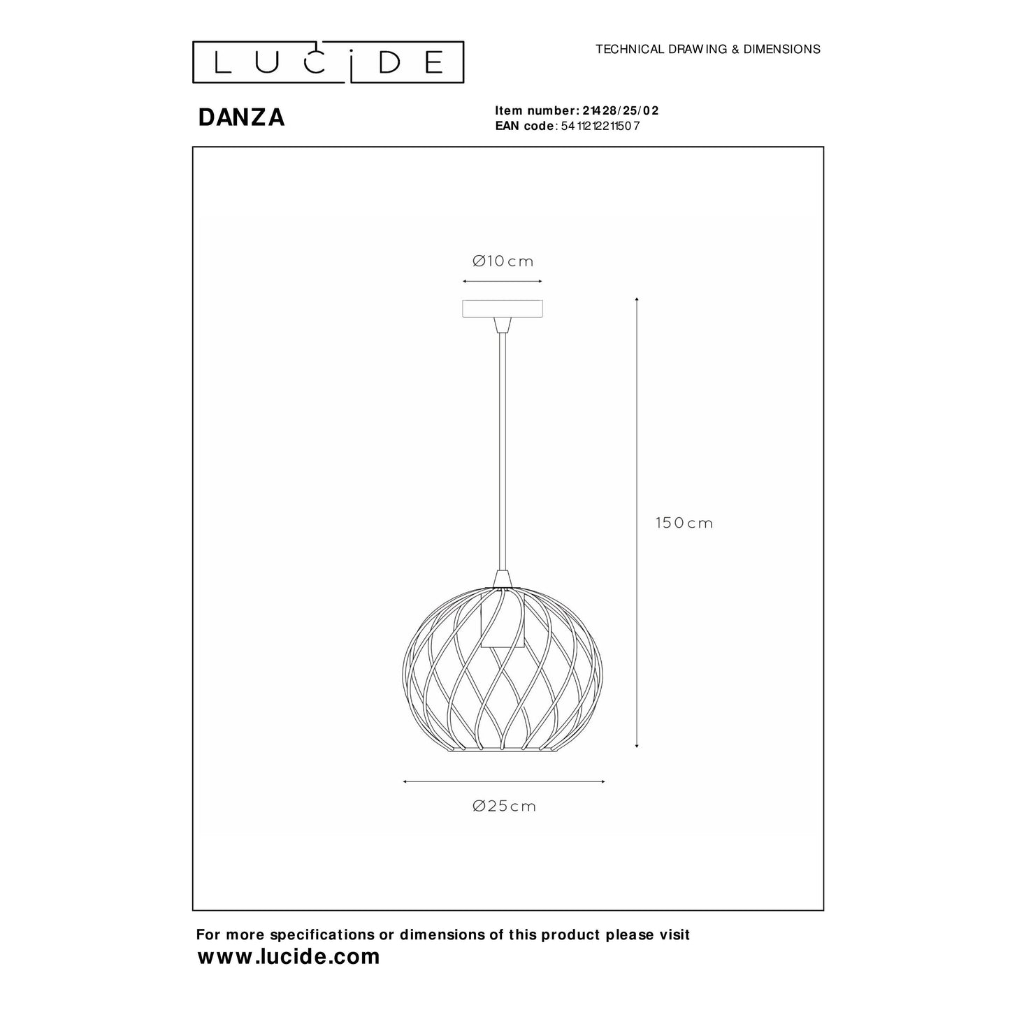 Lucide DANZA - Pendant light - Ø 25 cm - 1xE27 - Matt Gold / Brass