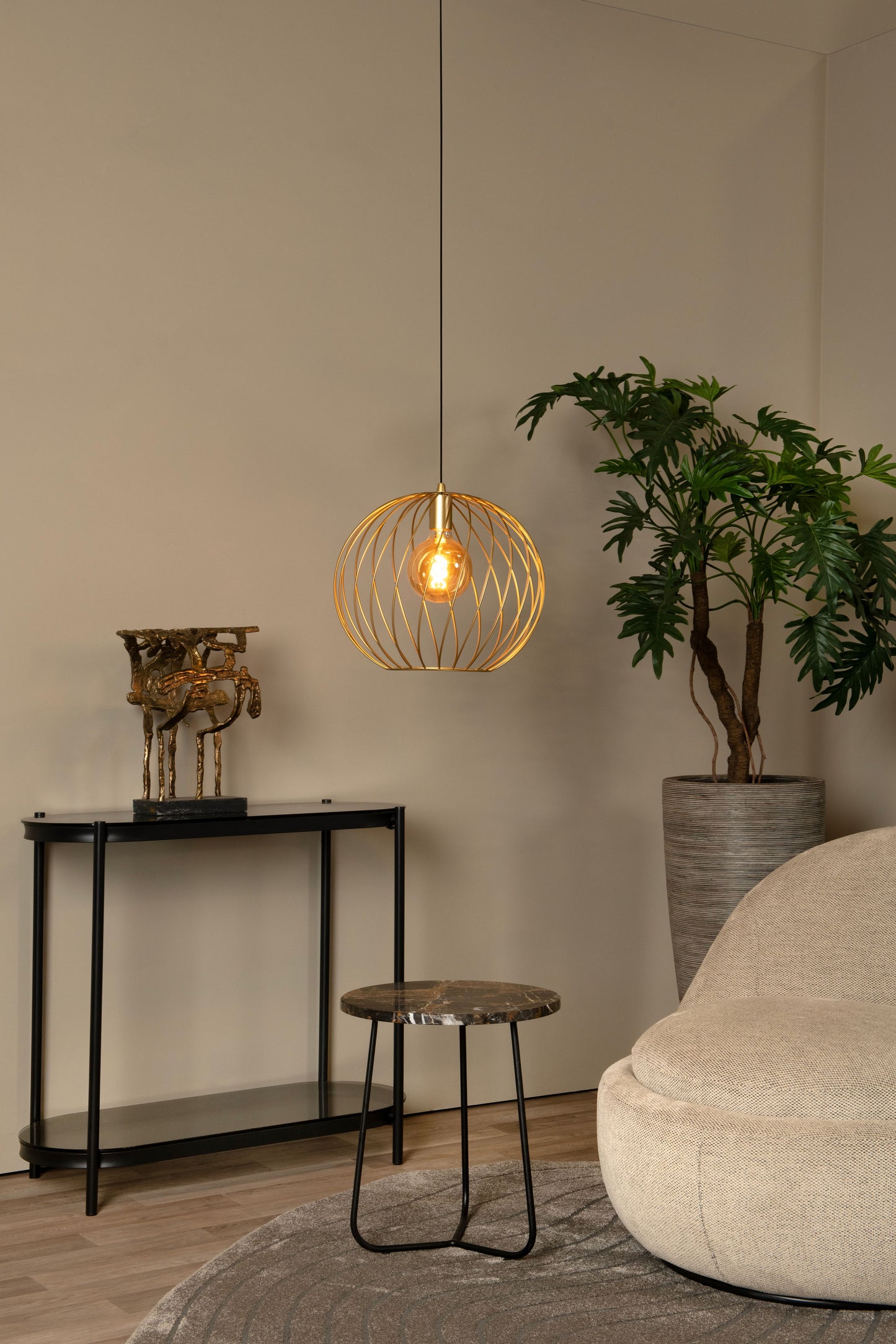 Lucide DANZA - Pendant light - Ø 40 cm - 1xE27 - Matt Gold / Brass