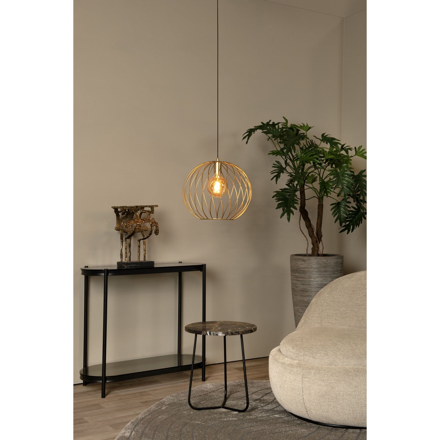 Lucide DANZA - Pendant light - Ø 40 cm - 1xE27 - Matt Gold / Brass