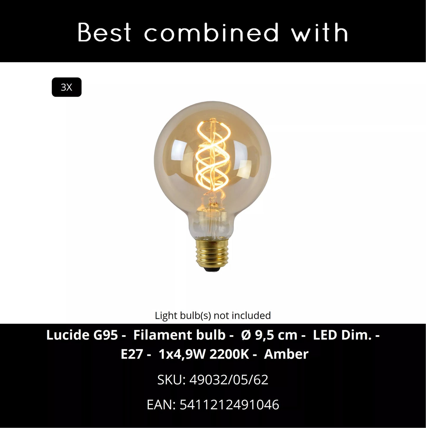 Lucide TAGALOG - Pendant light - Ø 40 cm - 3xE27 - Black | Essential