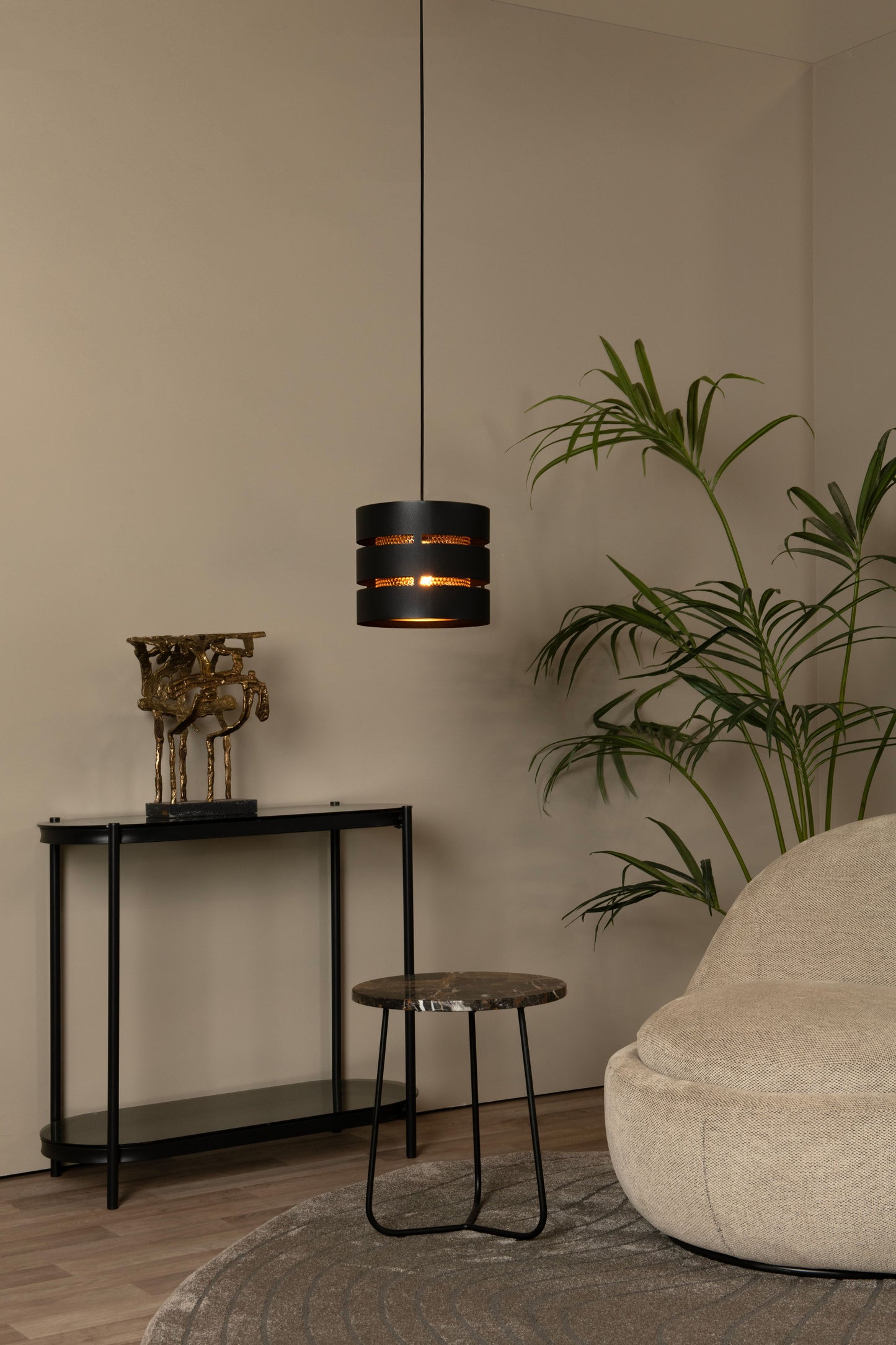 Lucide ROSAS - Pendant light - Ø 26 cm - 1xE27 - Black