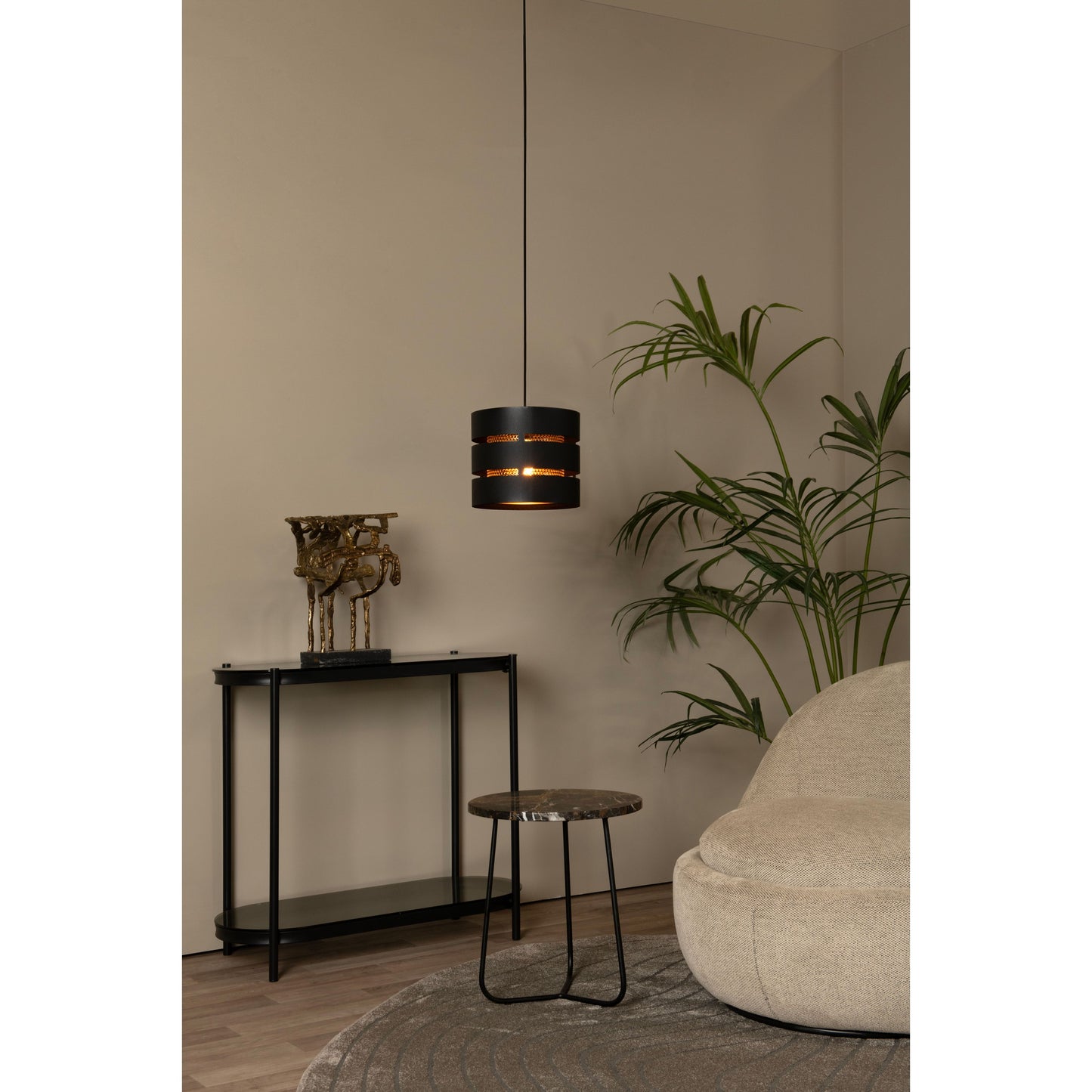 Lucide ROSAS - Pendant light - Ø 26 cm - 1xE27 - Black