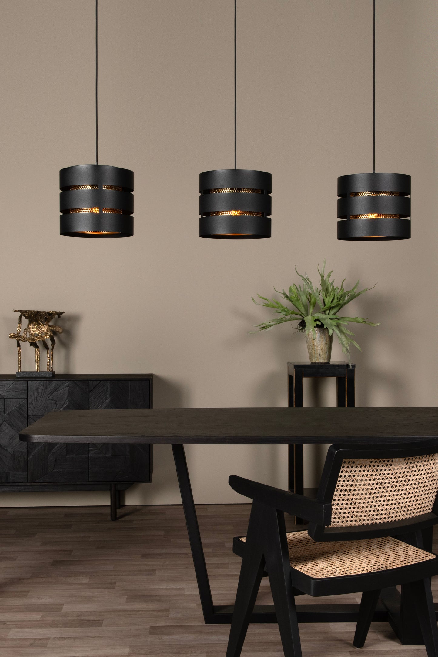 Lucide ROSAS - Pendant light - 3xE27 - Black