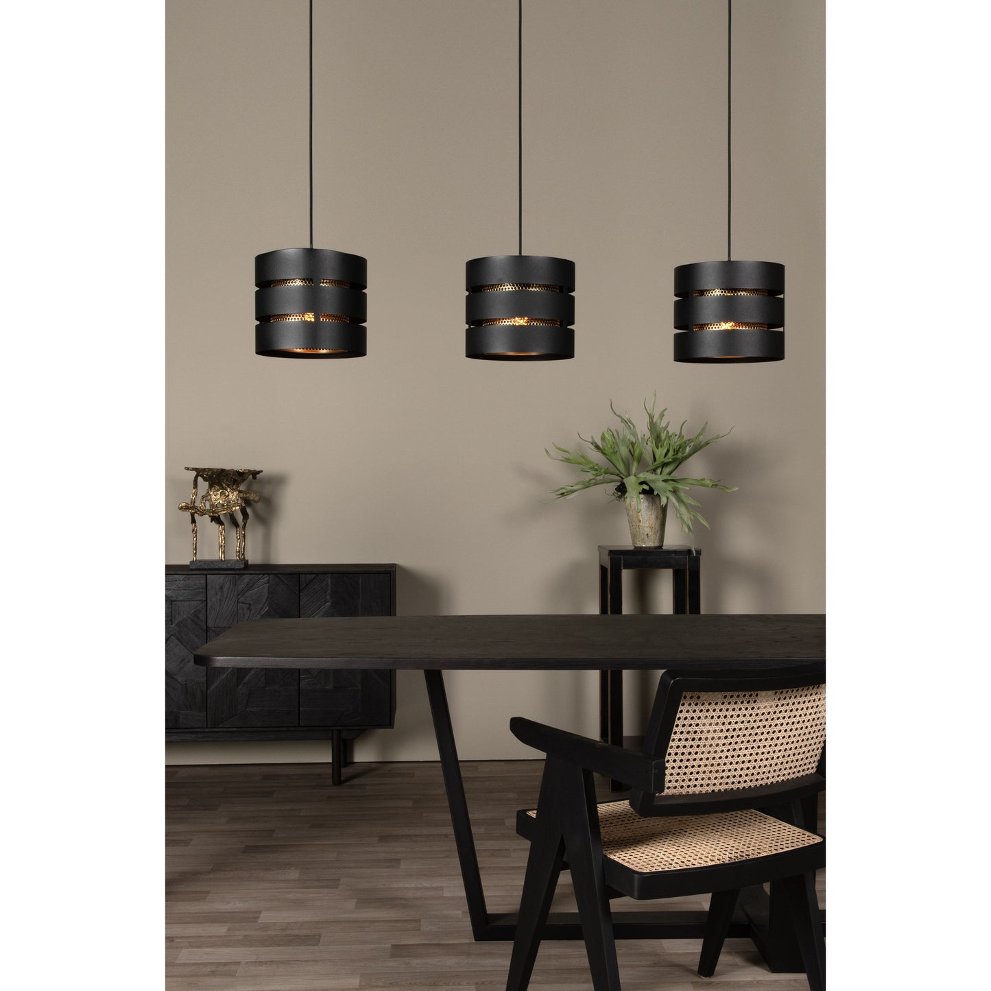 Lucide ROSAS - Pendant light - 3xE27 - Black