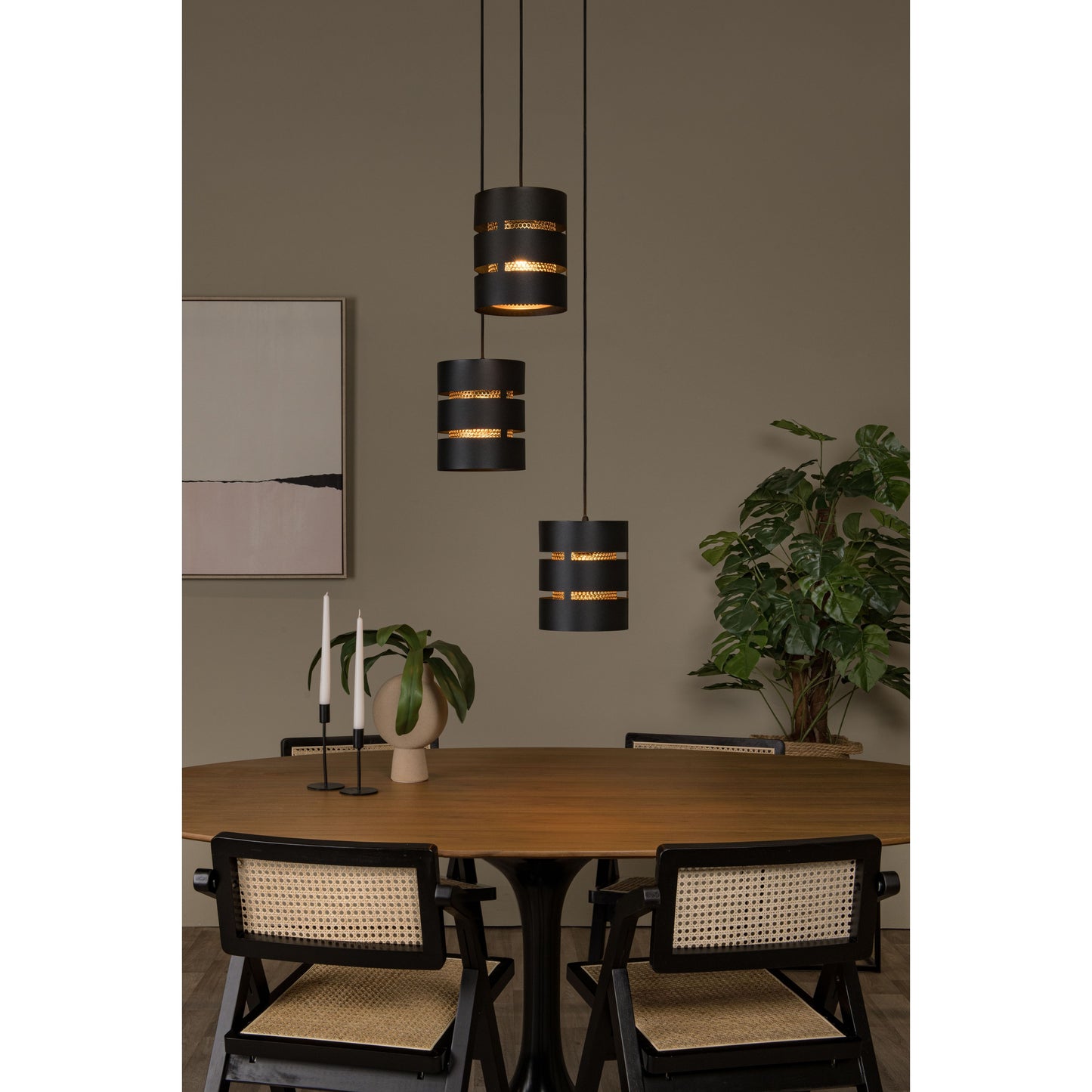 Lucide ROSAS - Pendant light - Ø 43 cm - 3xE27 - Black