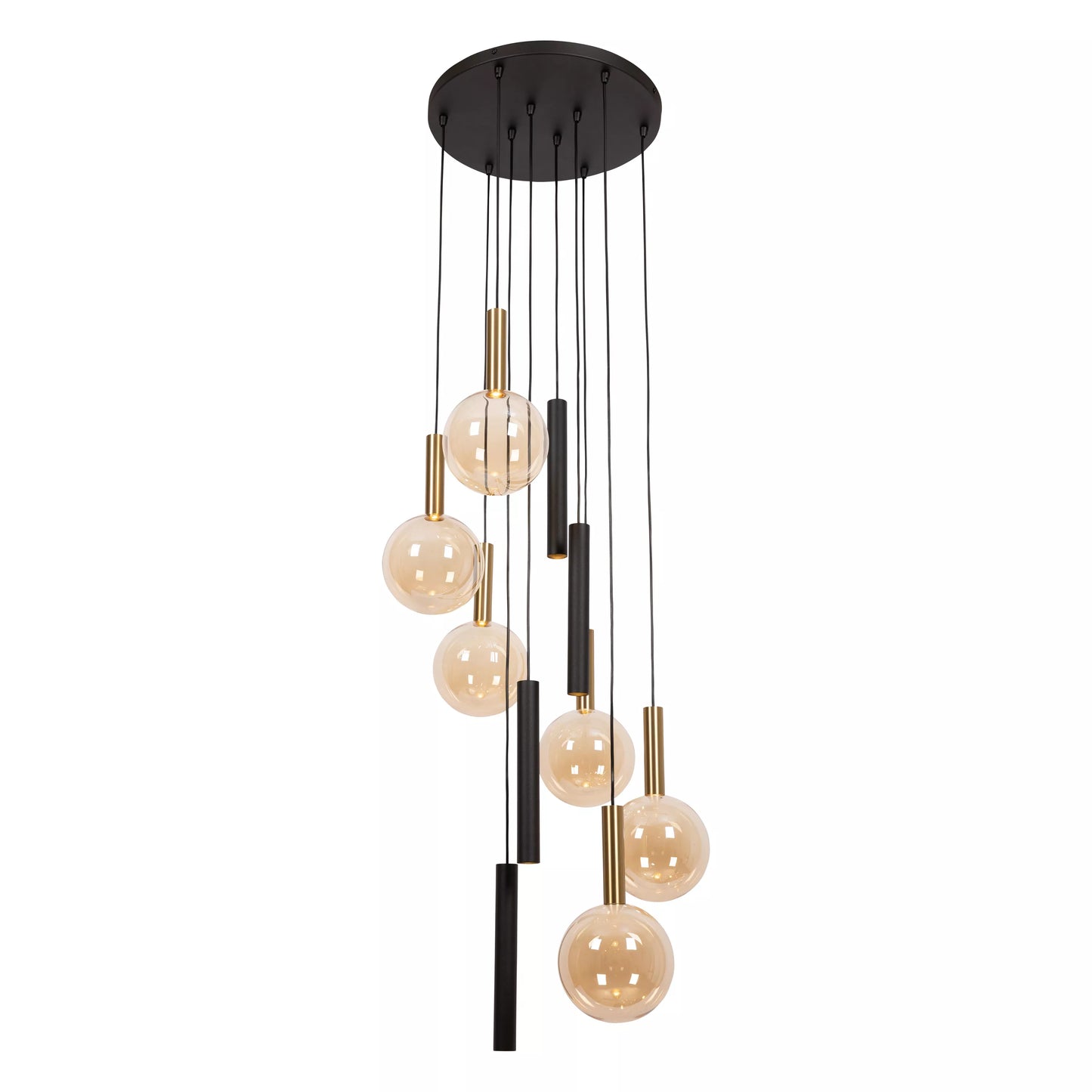 Lucide JOSIANE - Pendant light - Ø 55 cm - 6xG9 - Suitable for double-height spaces and high ceiling - Black | Vibes