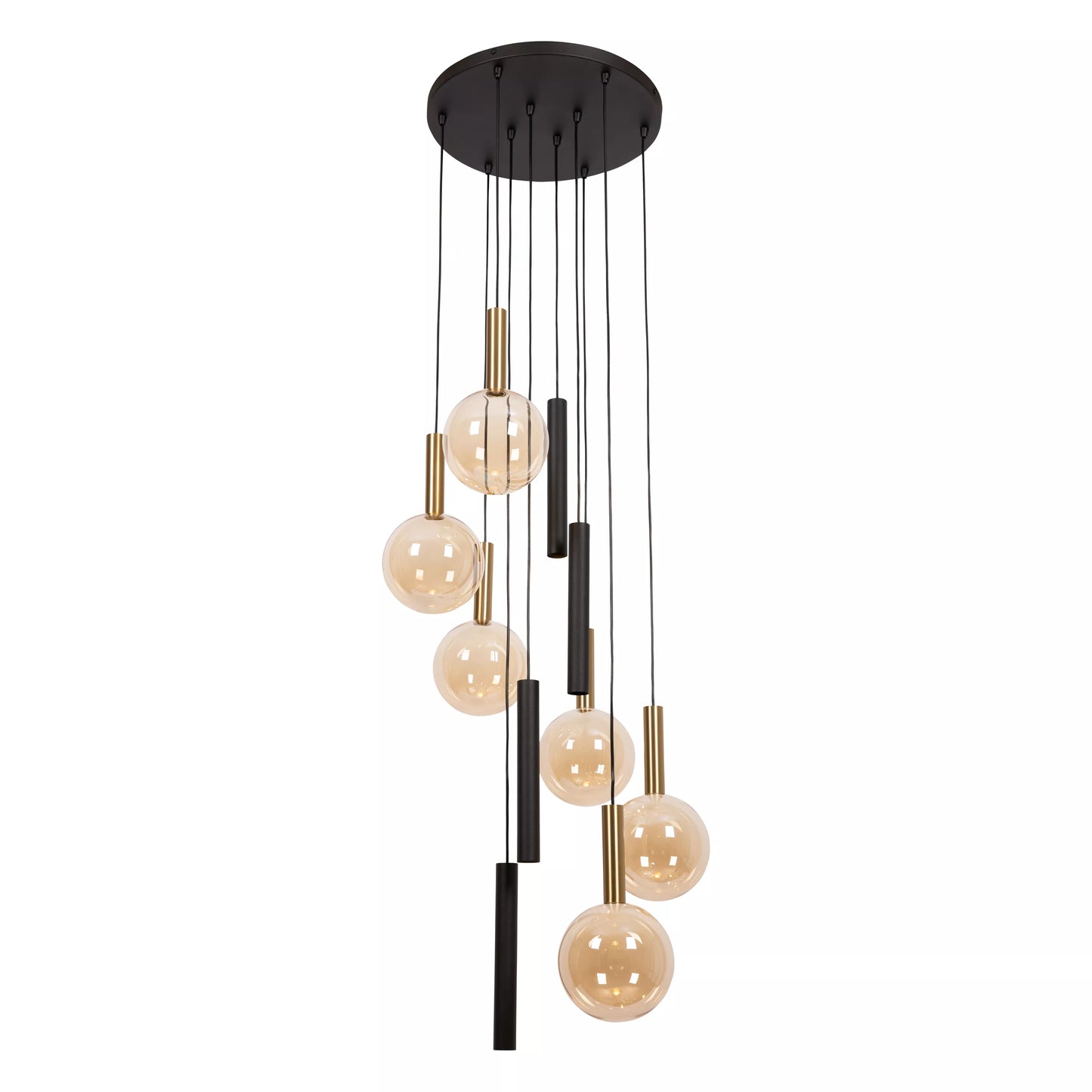 Lucide JOSIANE - Pendant light - Ø 55 cm - 6xG9 - Suitable for double-height spaces and high ceiling - Black | Vibes
