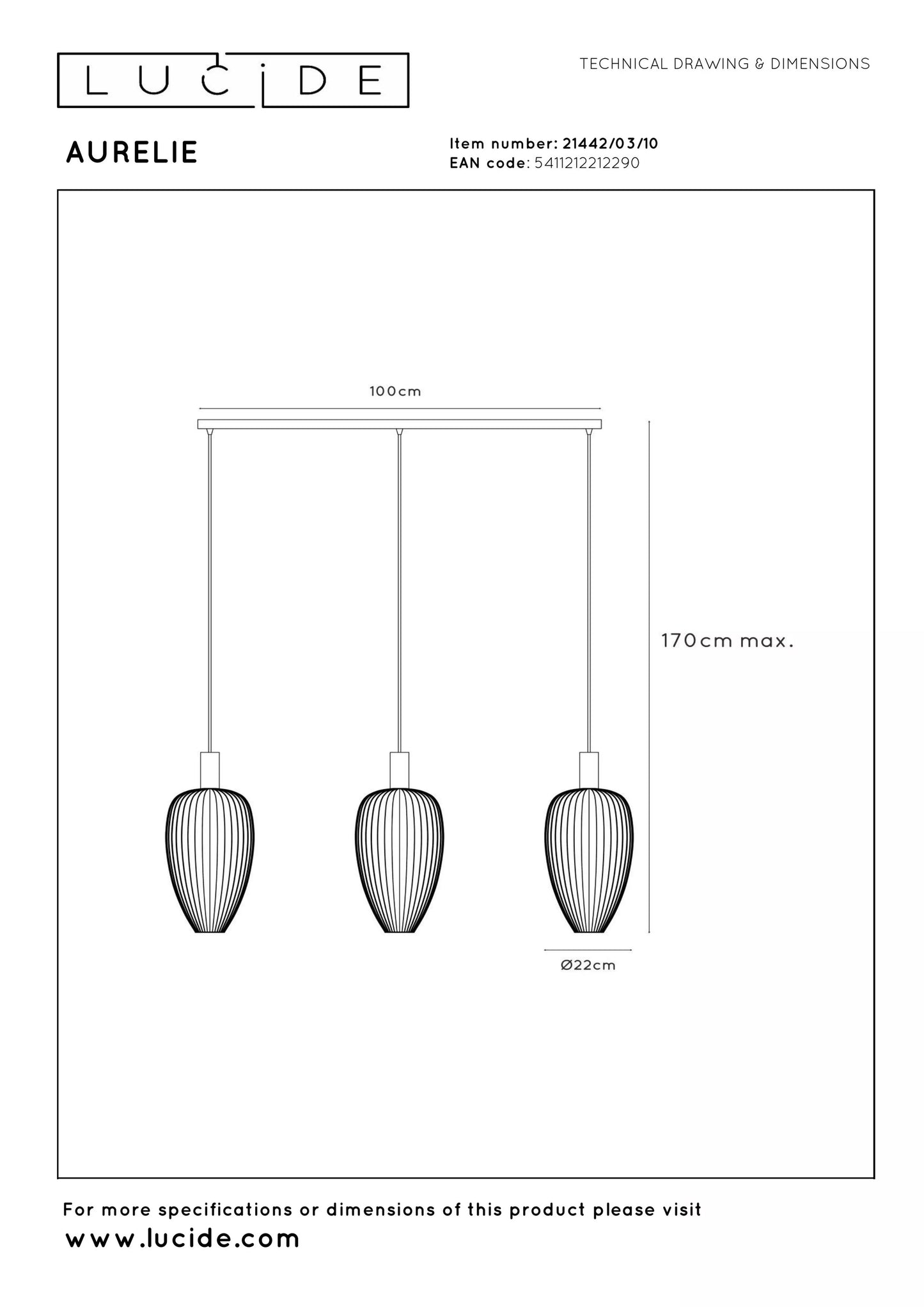 Lucide AURELIE - Pendant light - 3xGU10 (MR11) - Gold | Vibes