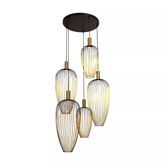 Lucide AURELIE - Pendant light - 5xGU10 (MR11) - Suitable for double-height spaces and high ceiling - Gold | Vibes