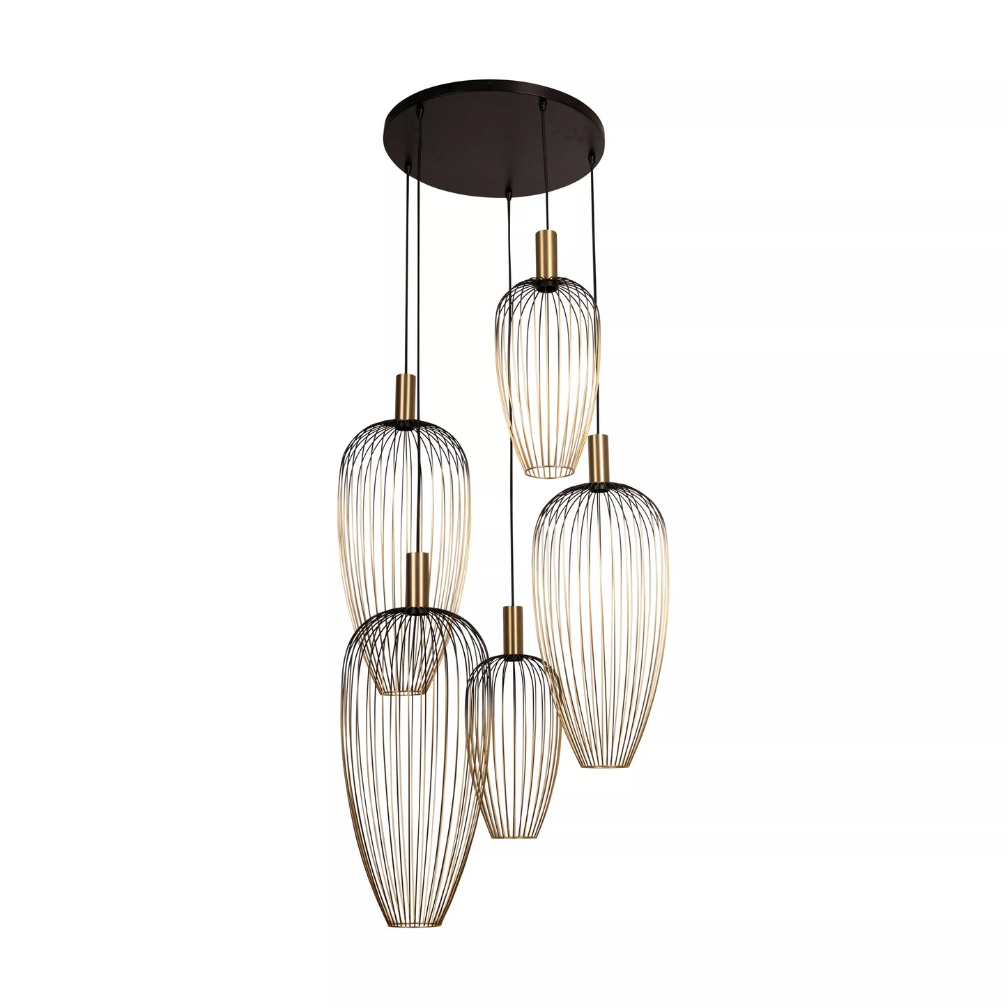 Lucide AURELIE - Pendant light - 5xGU10 (MR11) - Suitable for double-height spaces and high ceiling - Gold | Vibes