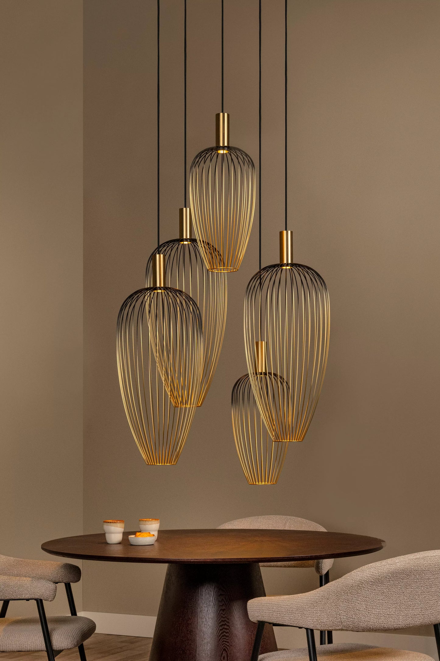 Lucide AURELIE - Pendant light - 5xGU10 (MR11) - Suitable for double-height spaces and high ceiling - Gold | Vibes