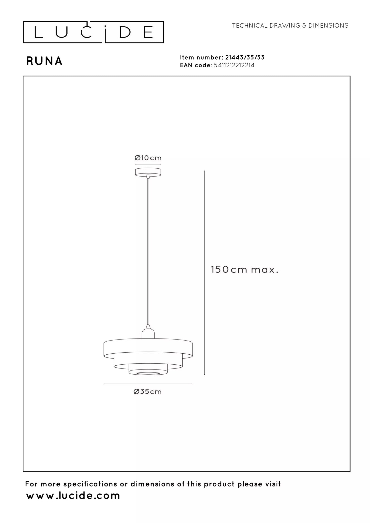 Lucide RUNA - Pendant light - Ø 35 cm - 1xE27 - Green | Essential