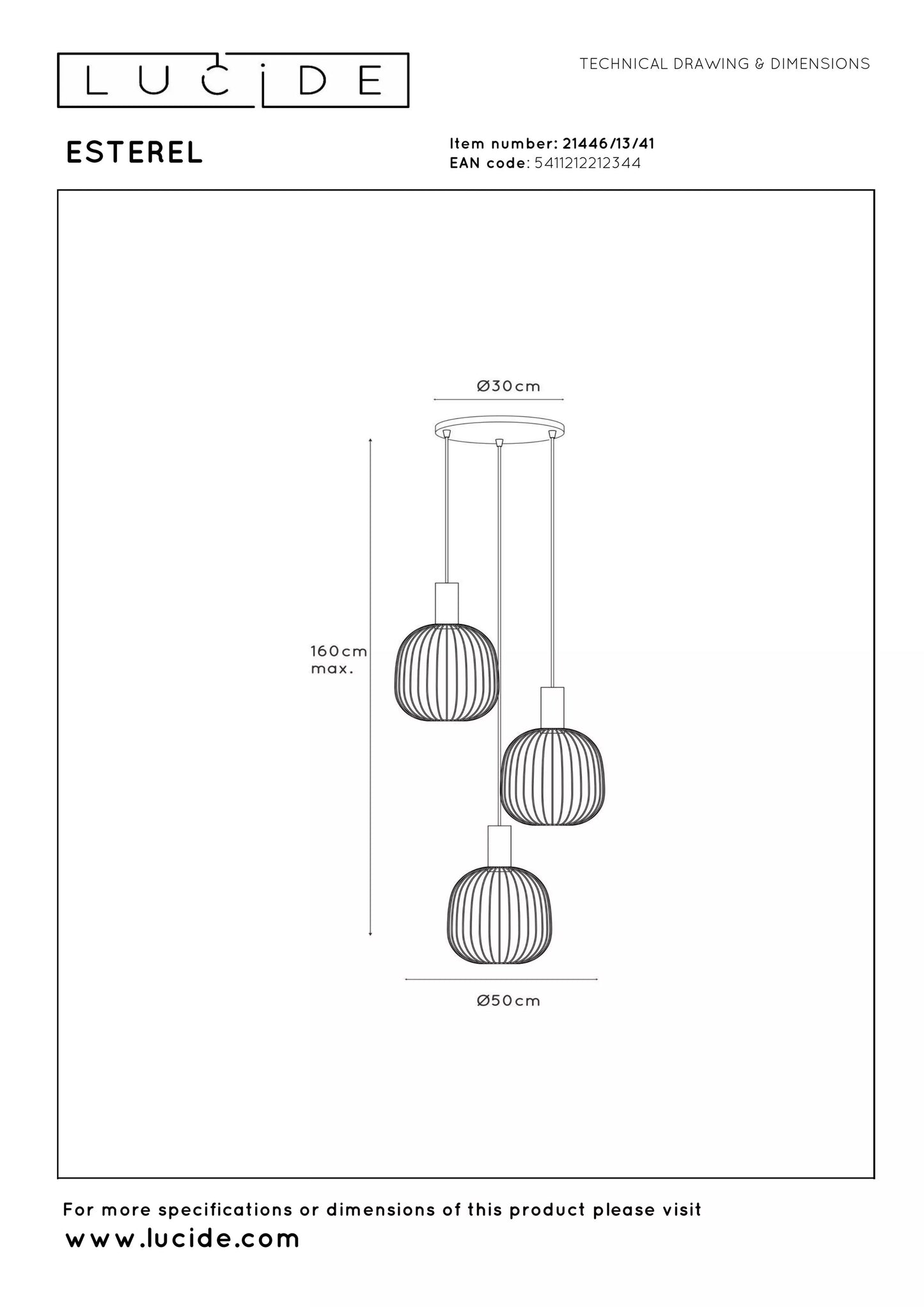 Lucide ESTEREL - Pendant light - 3xGU10 (MR11) - Taupe | Essential