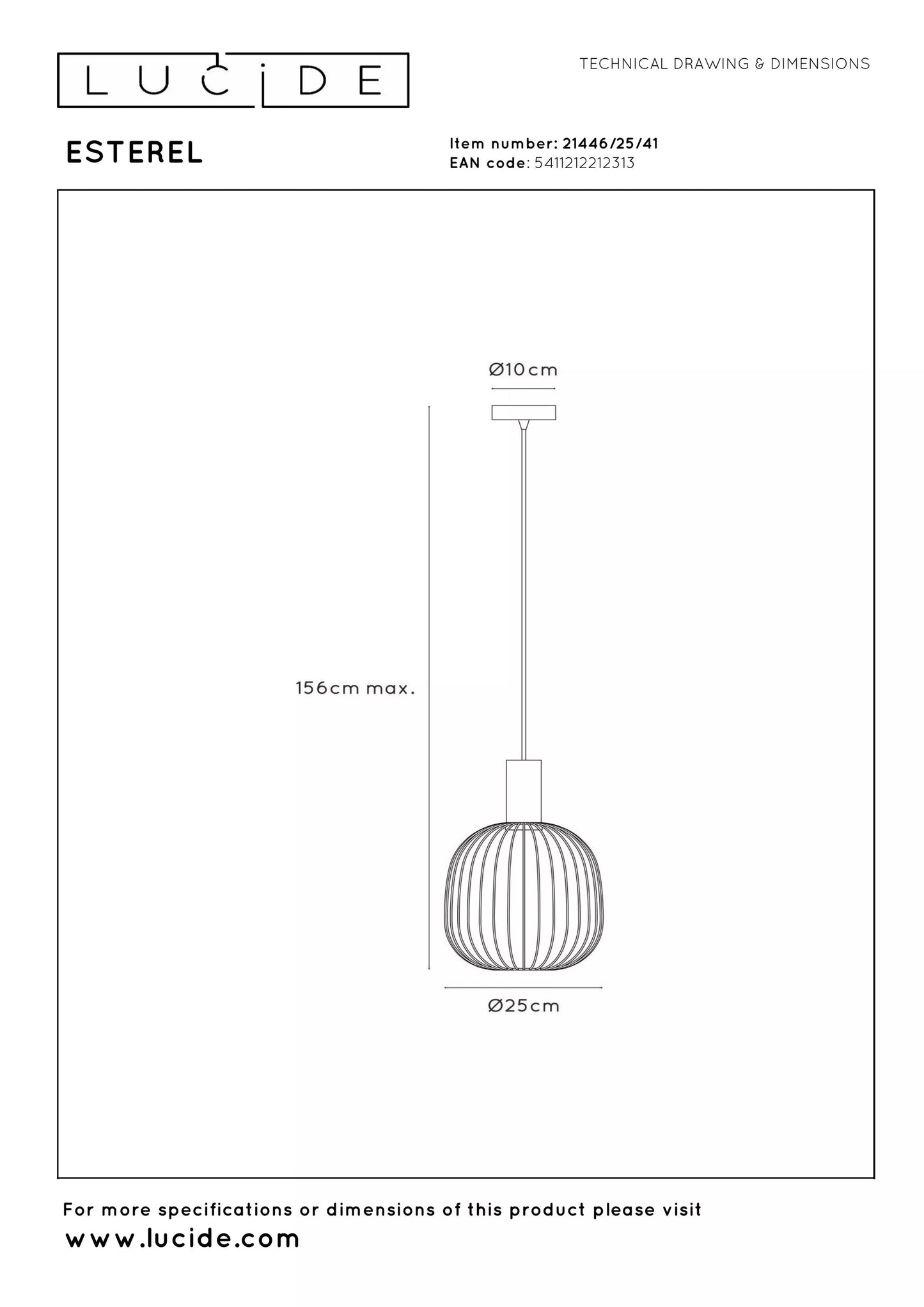Lucide ESTEREL - Pendant light - Ø 25 cm - 1xGU10 (MR11) - Taupe | Essential