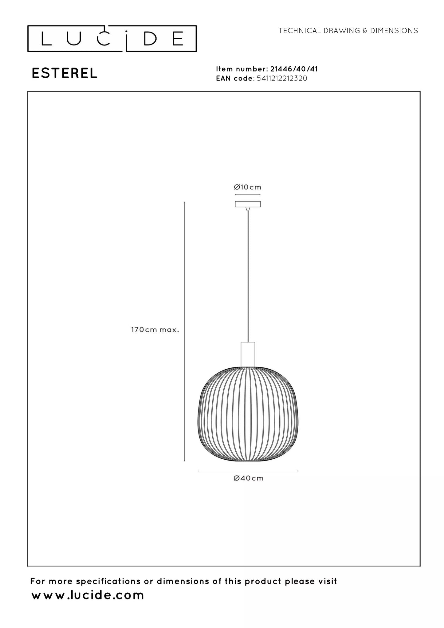 Lucide ESTEREL - Pendant light - Ø 40 cm - 1xGU10 - Taupe | Essential