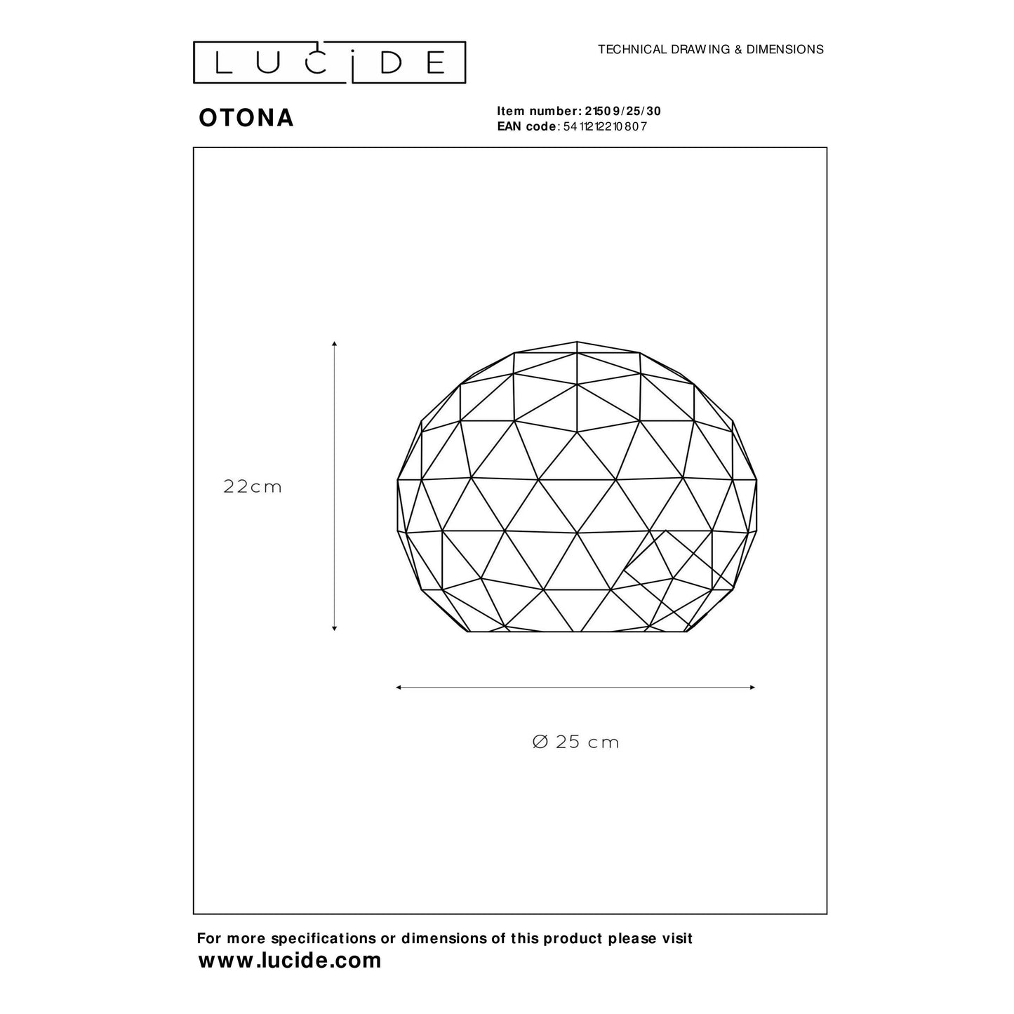 Lucide OTONA - Table lamp - Ø 25 cm - 1xE27 - Black