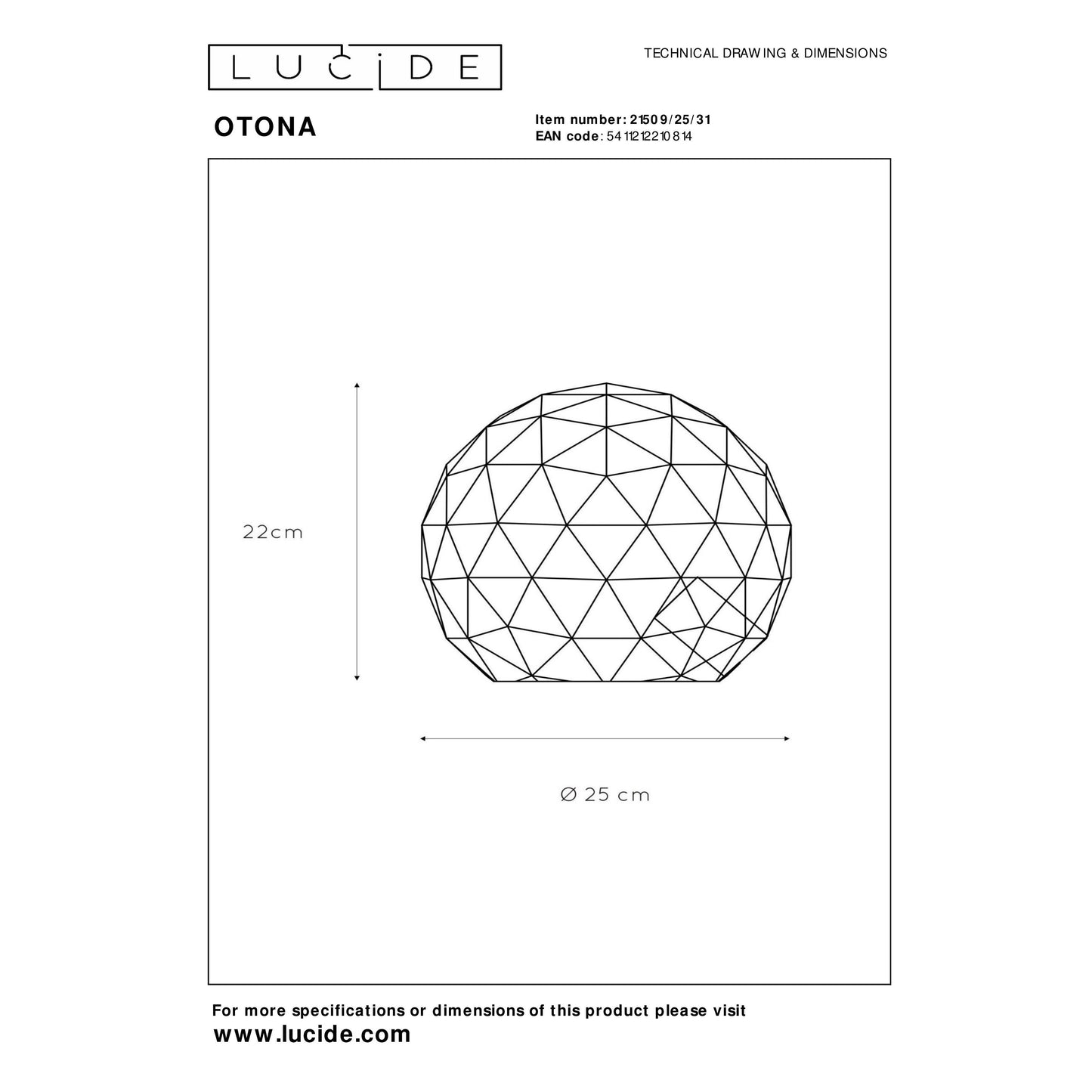 Lucide OTONA - Table lamp - Ø 25 cm - 1xE27 - White