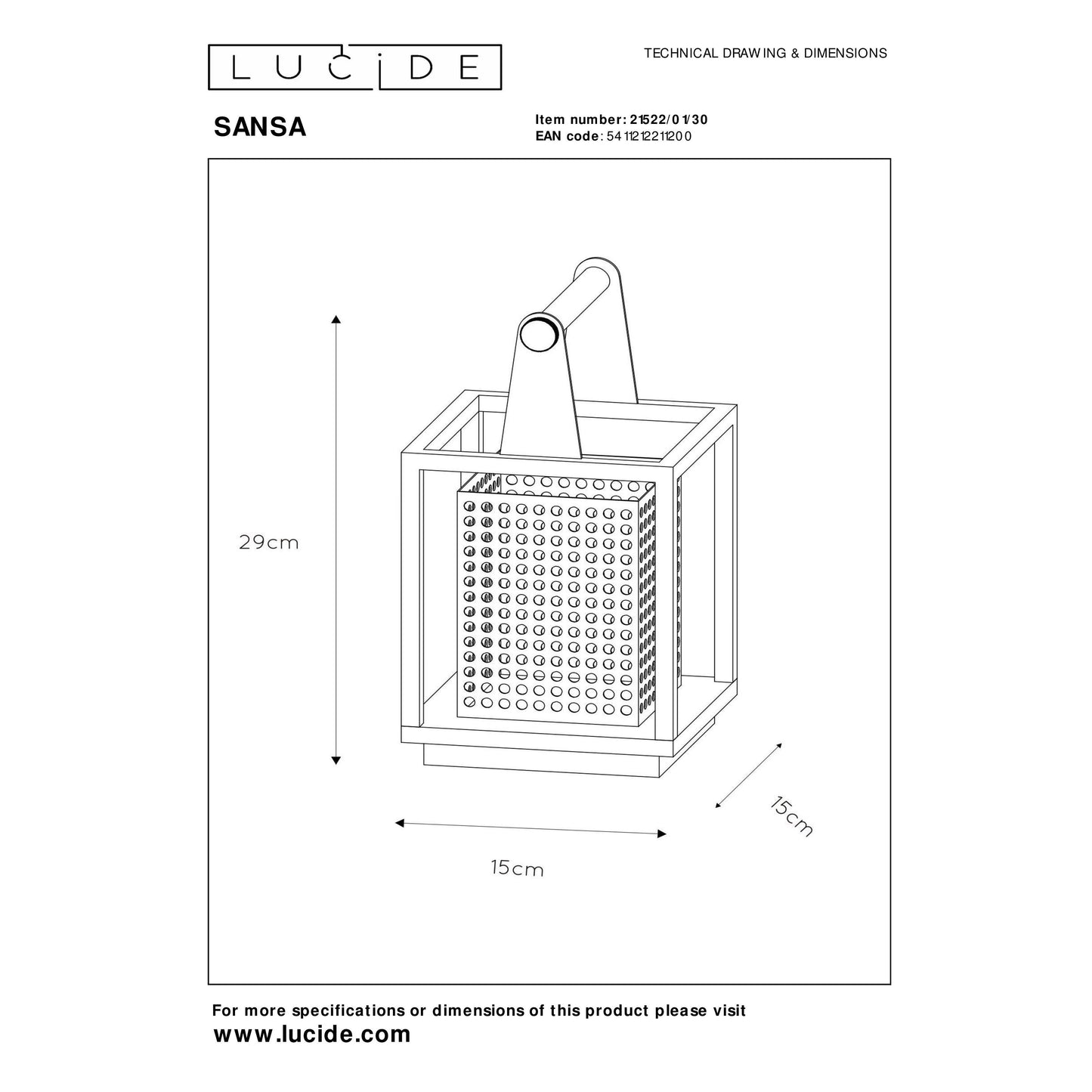 Lucide SANSA - Table lamp - 1xE27 - Black