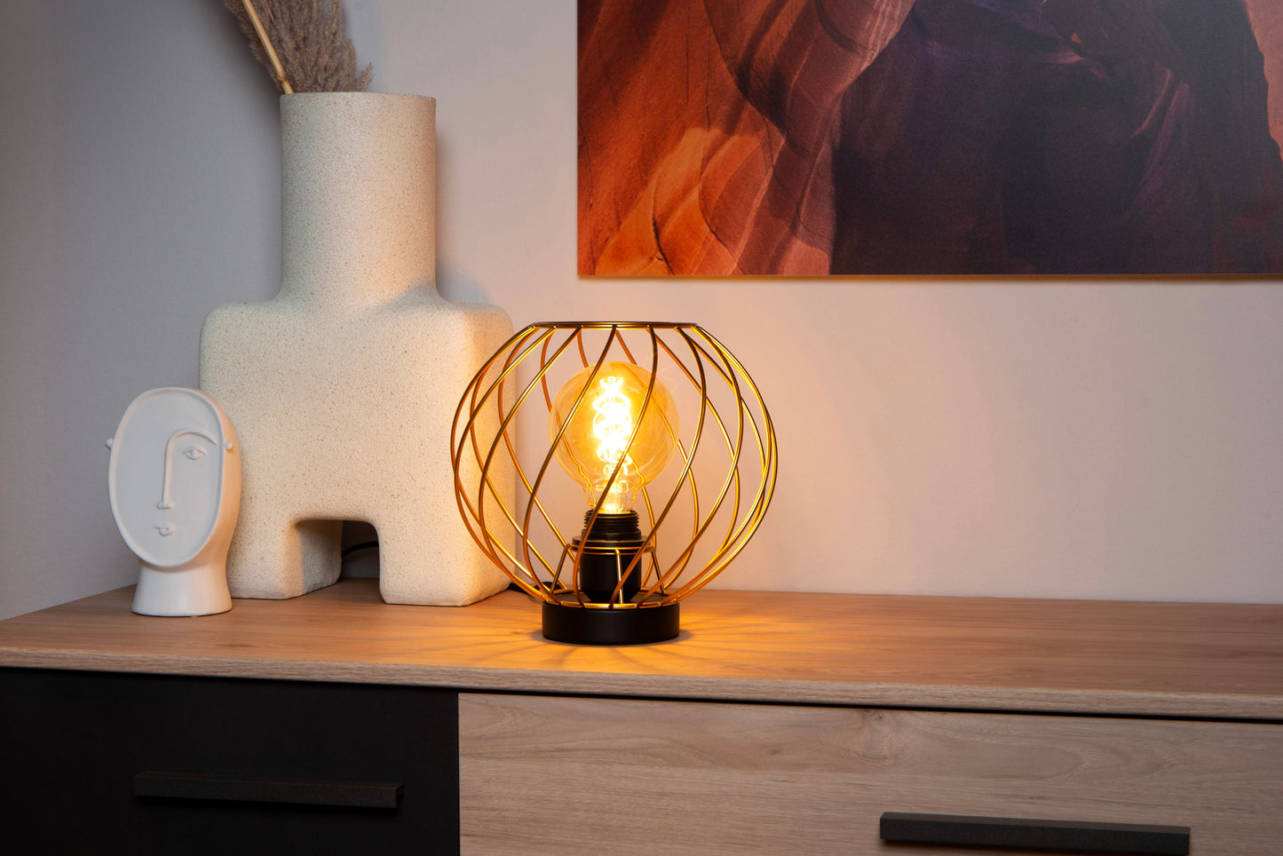 Lucide DANZA - Table lamp - Ø 25 cm - 1xE27 - Matt Gold / Brass